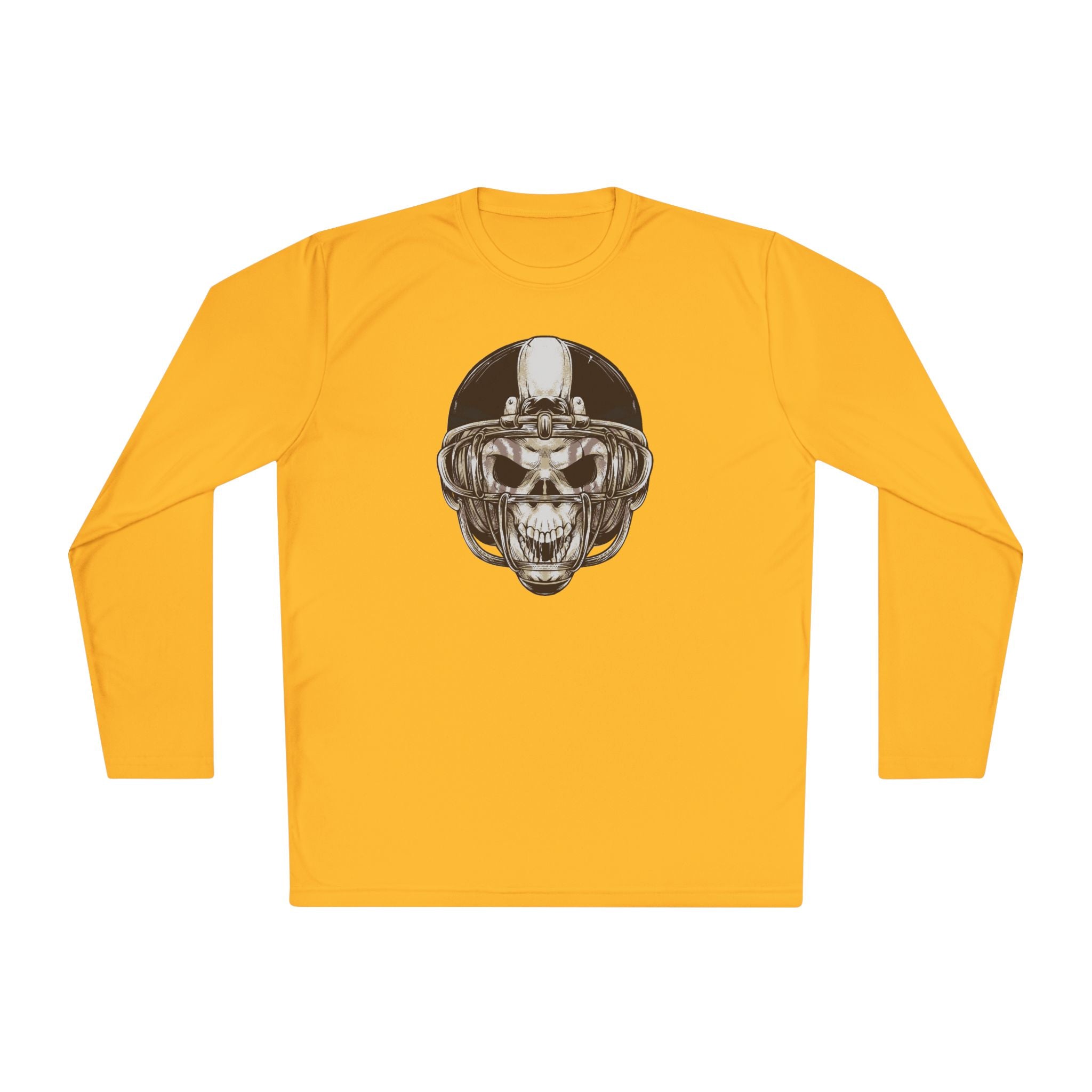 Skull Helmet Long Sleeve Tee — Biker Skull Graphic Shirt