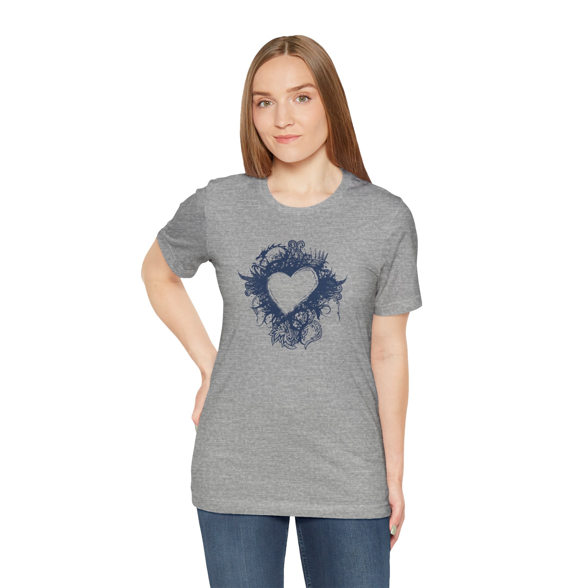 Heart Doodle T-Shirt — Hand-Drawn Floral Heart Tee (Valentine’s Gift)