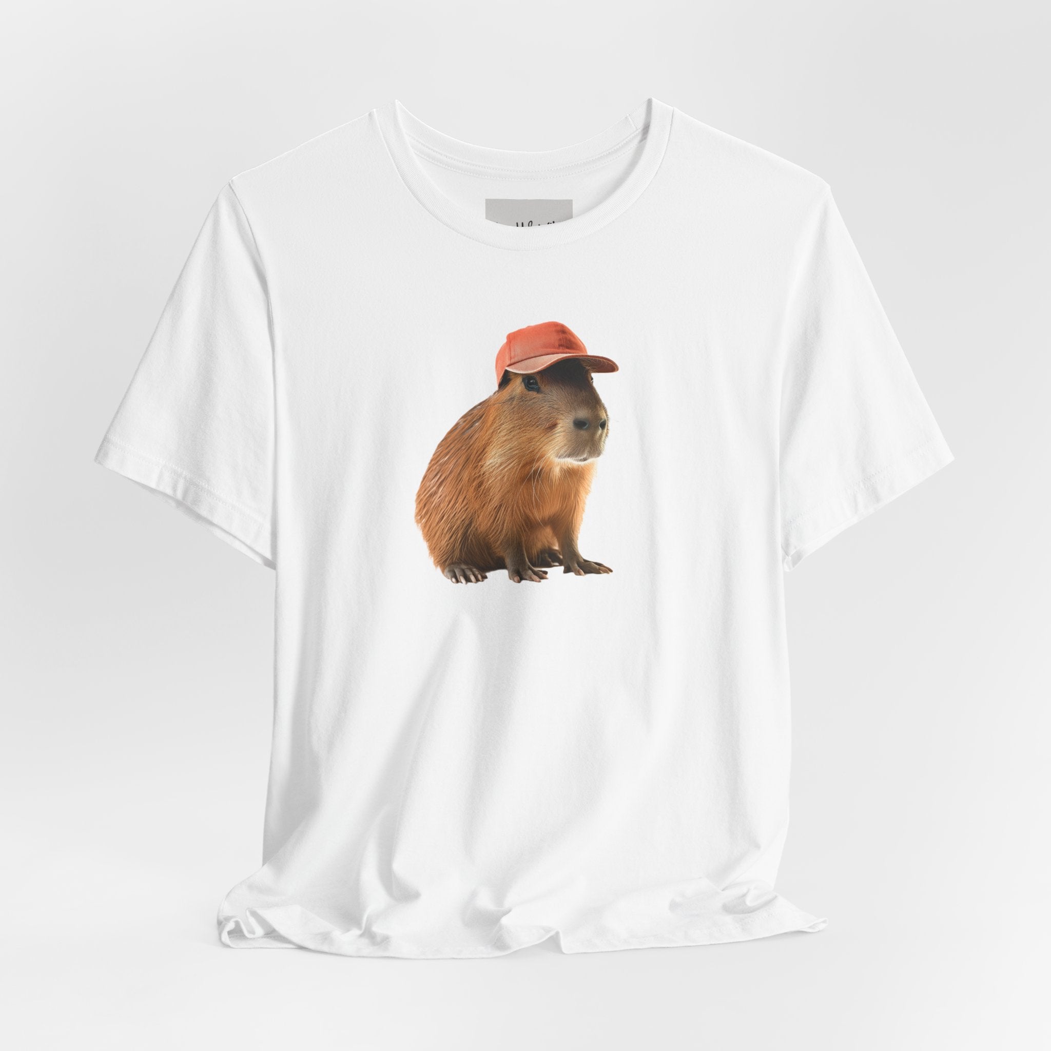 Capybara in Red Cap T-Shirt — Cute Animal Graphic Tee