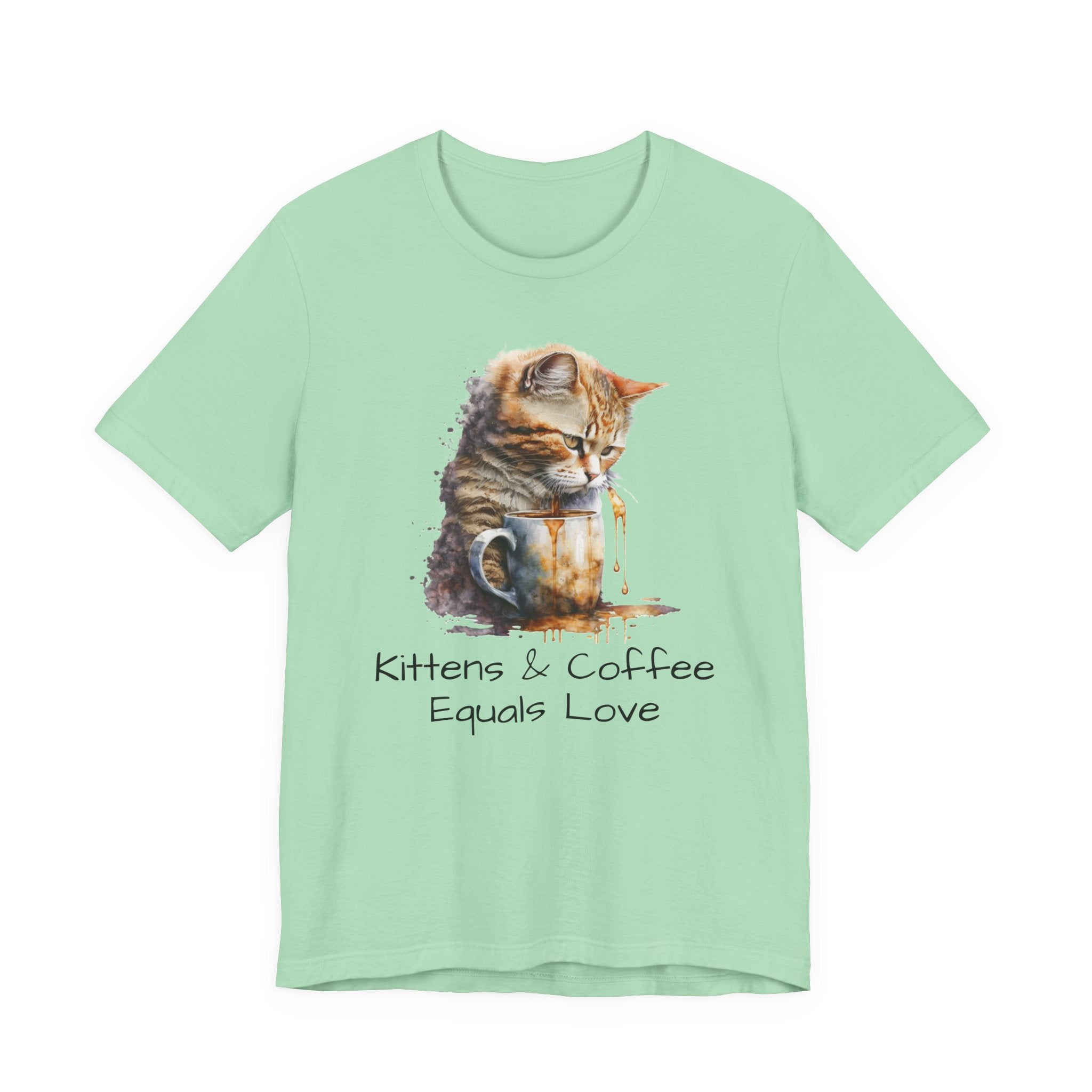 Cat & Coffee T-Shirt — "Kittens & Coffee Equals Love" Cute Cat Graphic Tee