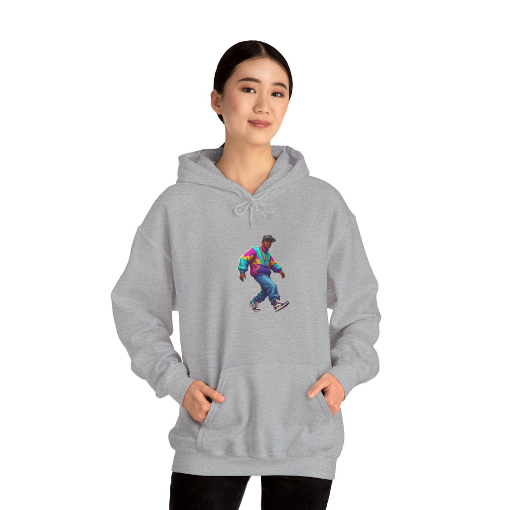 Retro Skateboarder Hoodie — Colorful 90s Skate Crew Pullover
