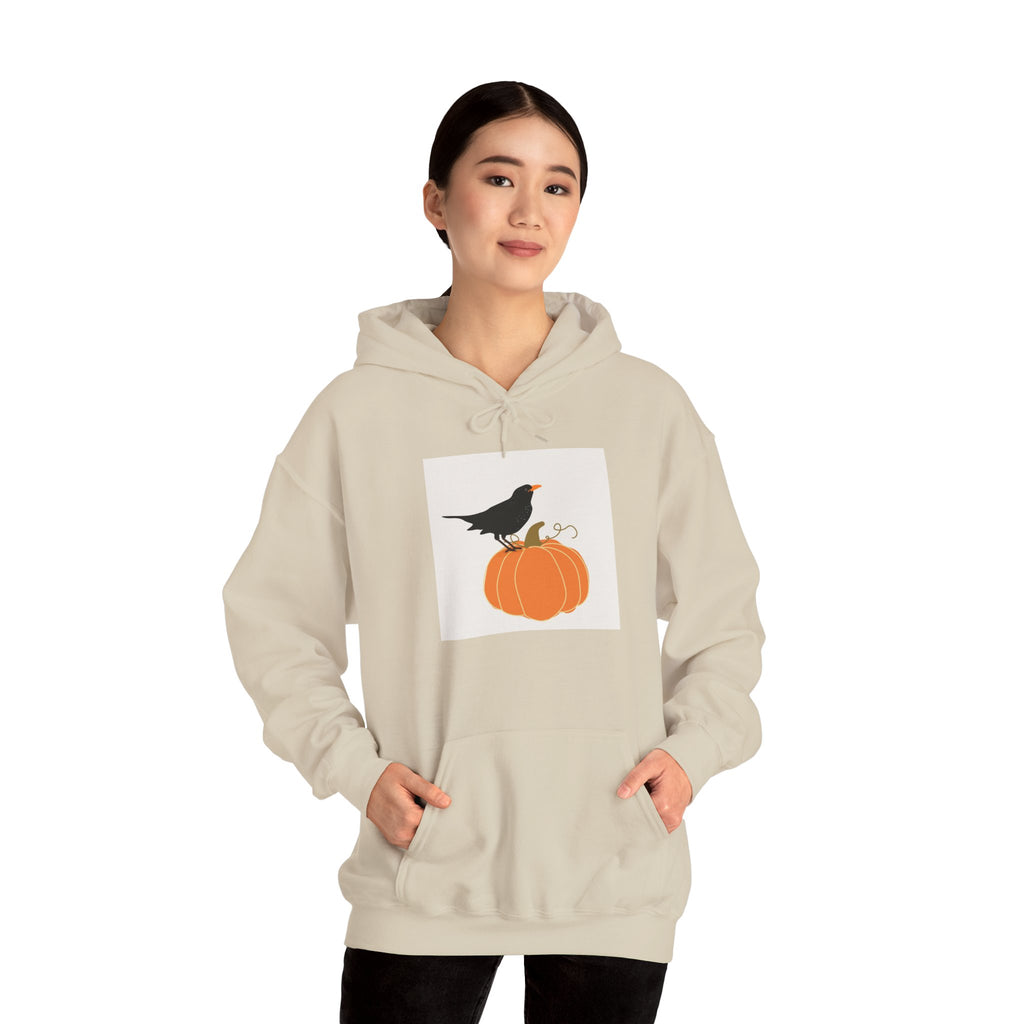 Halloween Crow on Pumpkin Hoodie