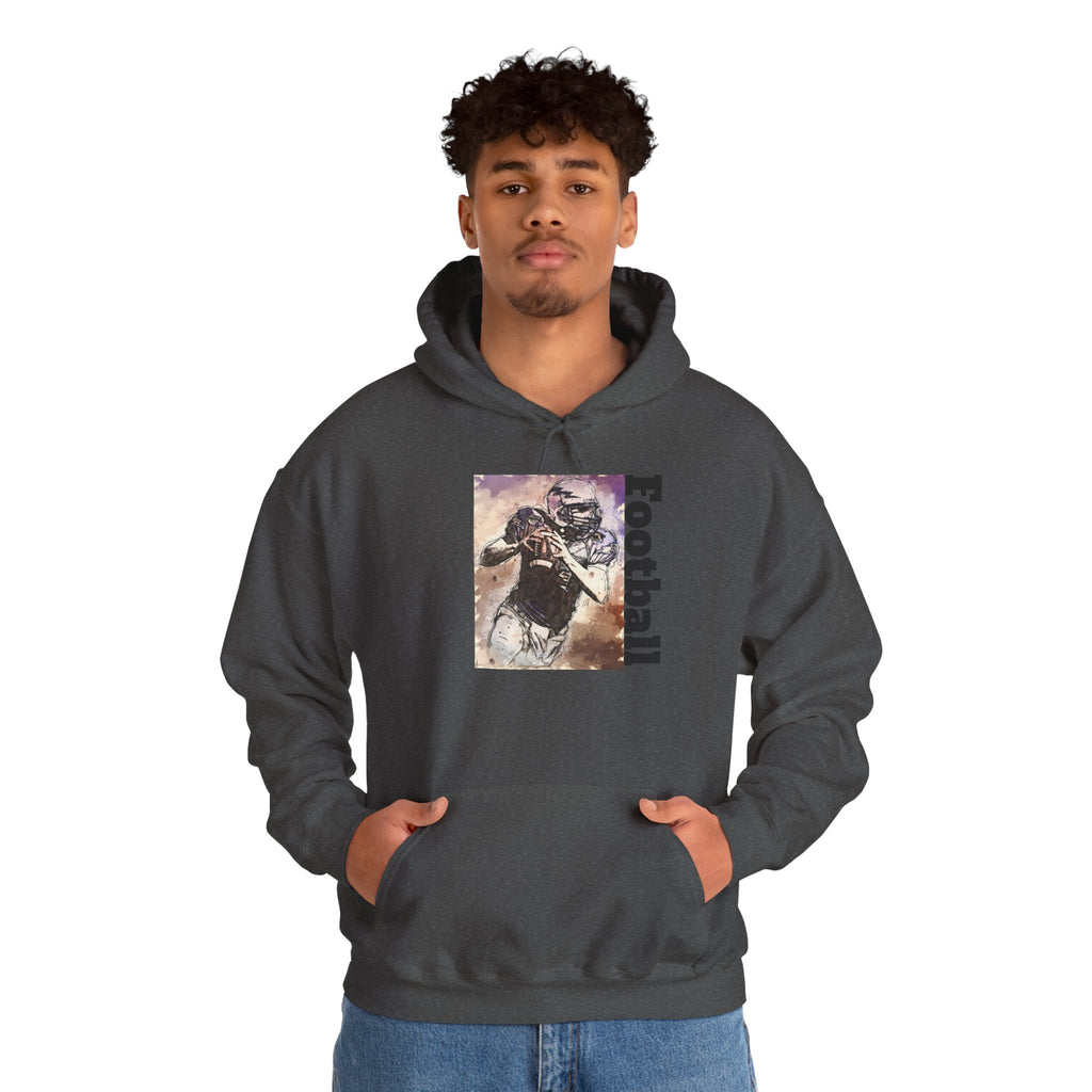 Football Player Graphic Hoodie - Vintage Grunge Sports Pullover