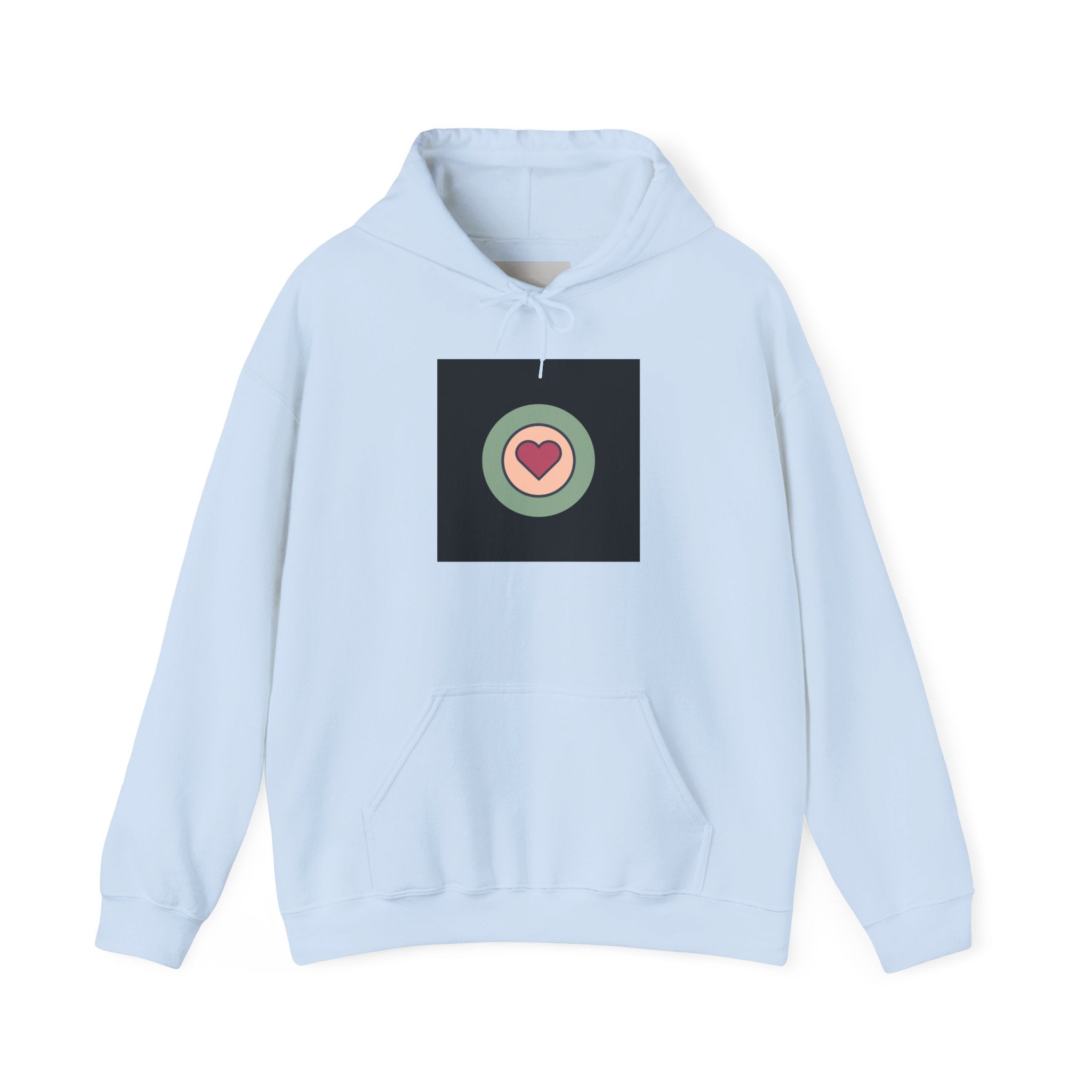 Retro Heart Target Hoodie — Vintage Pastel Heart Graphic Hooded Sweatshirt