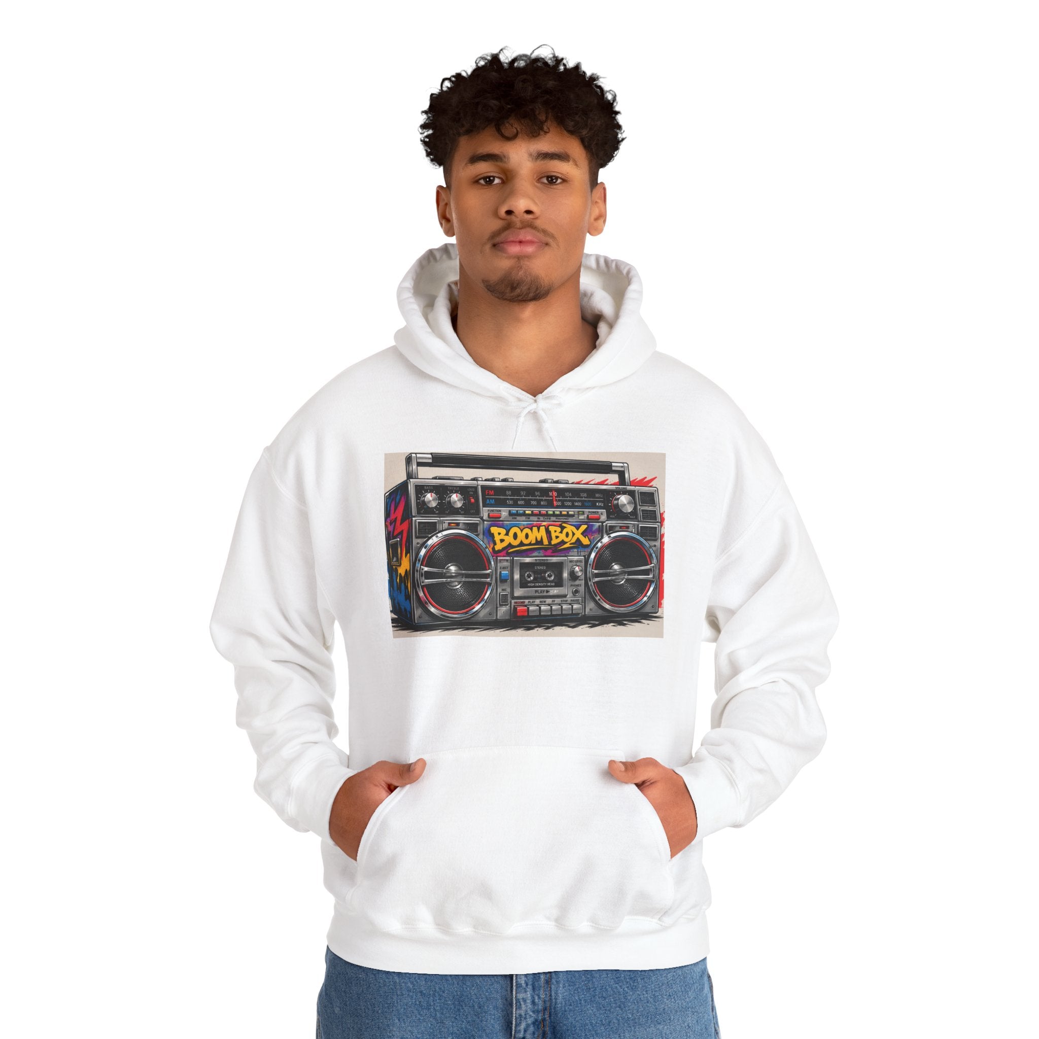 Boom Box Hoodie — Retro Boombox Graphic Pullover