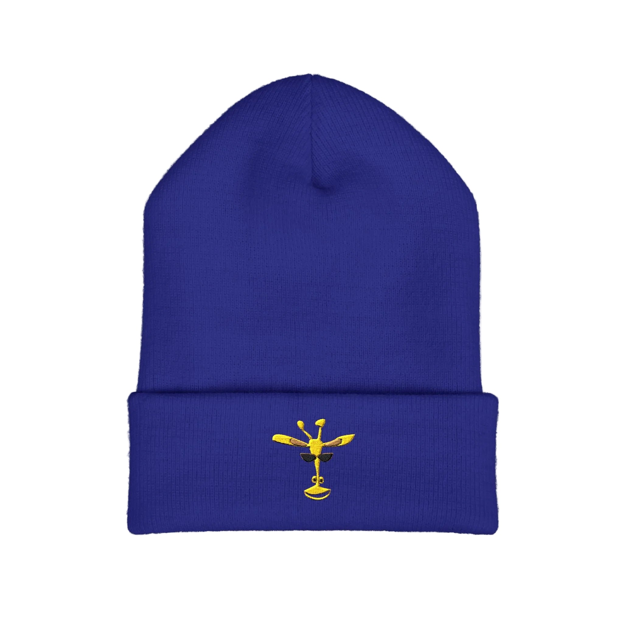 Embroidered Yellow Giraffe Cuffed Beanie