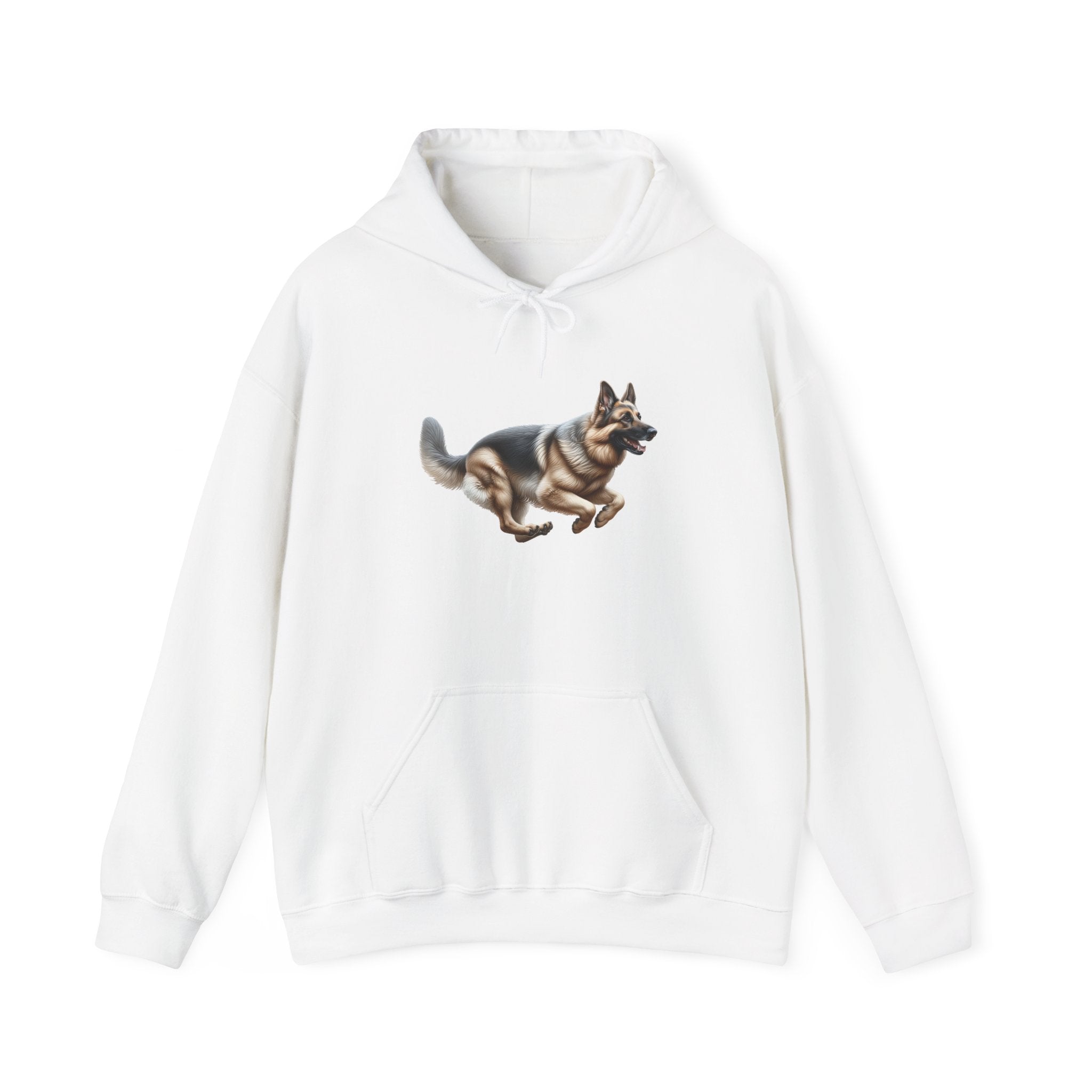 German Shepherd Running Hoodie — Realistic Dog Graphic Sweatshirt