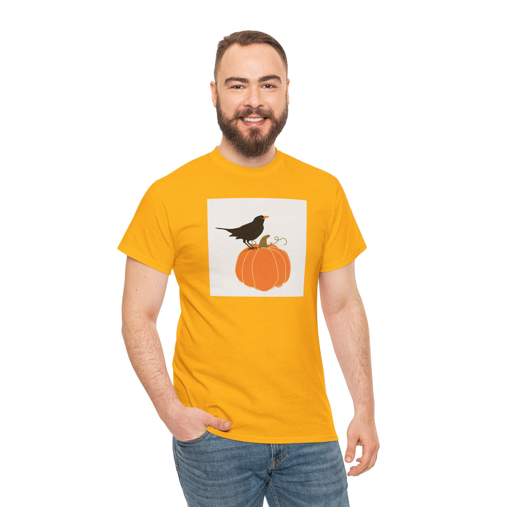 Pumpkin & Crow Tee — Autumn Halloween Graphic T-Shirt