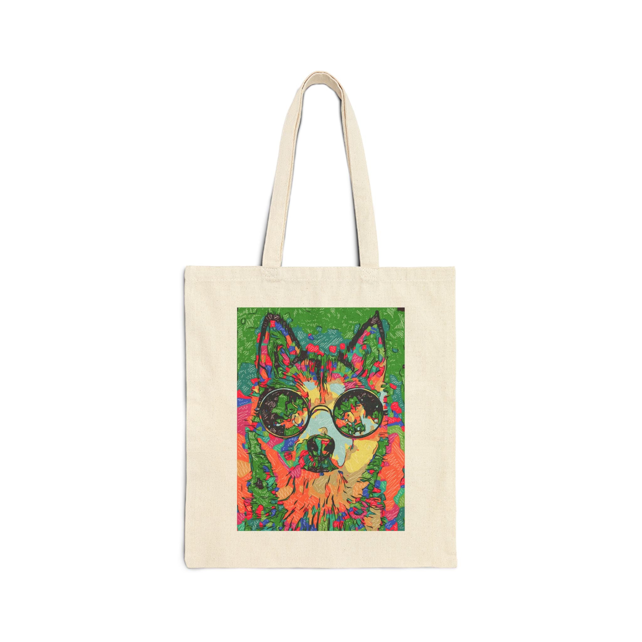 Colorful Husky Tote Bag — Psychedelic Dog Canvas Tote