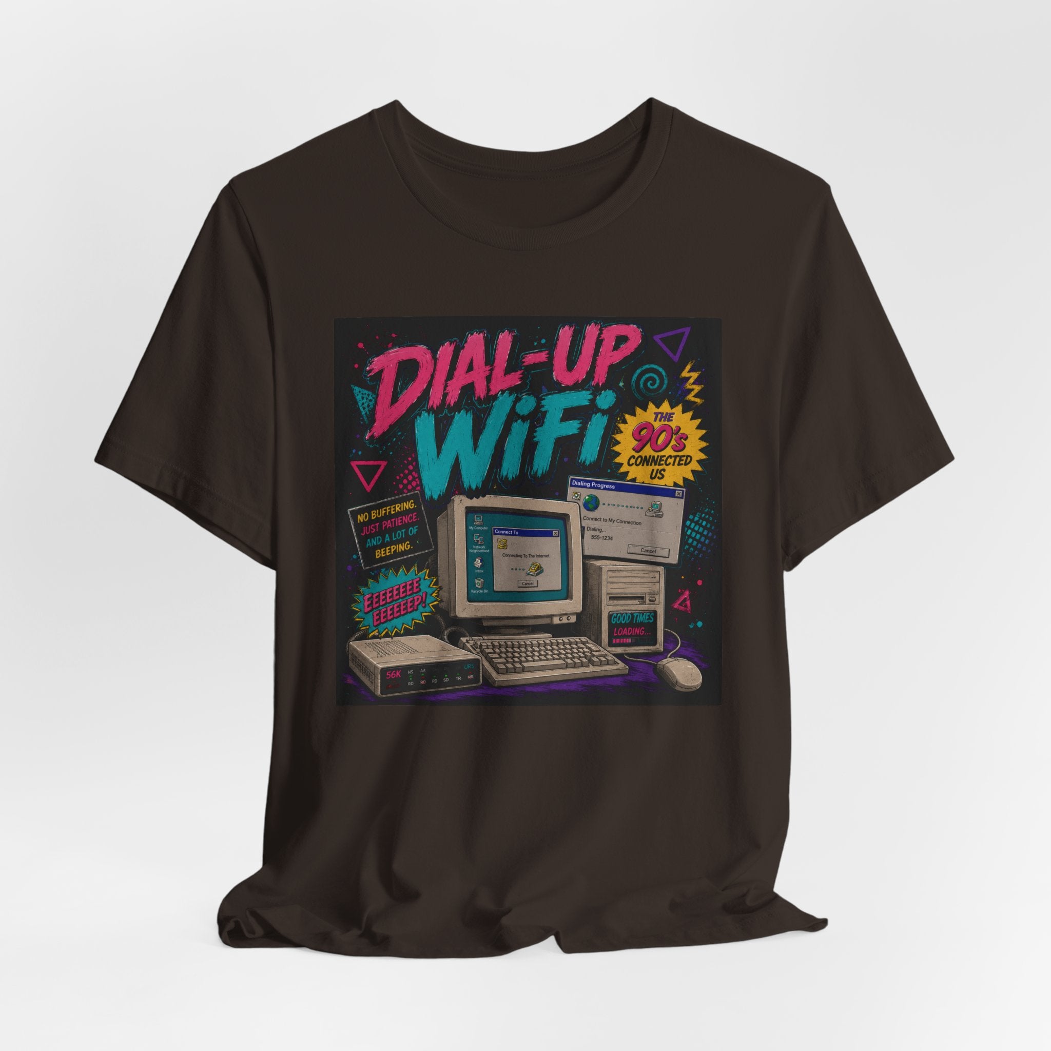 Retro Tech T‑Shirt — "Dial‑Up WiFi" 90s Computer Vintage Graphic Tee