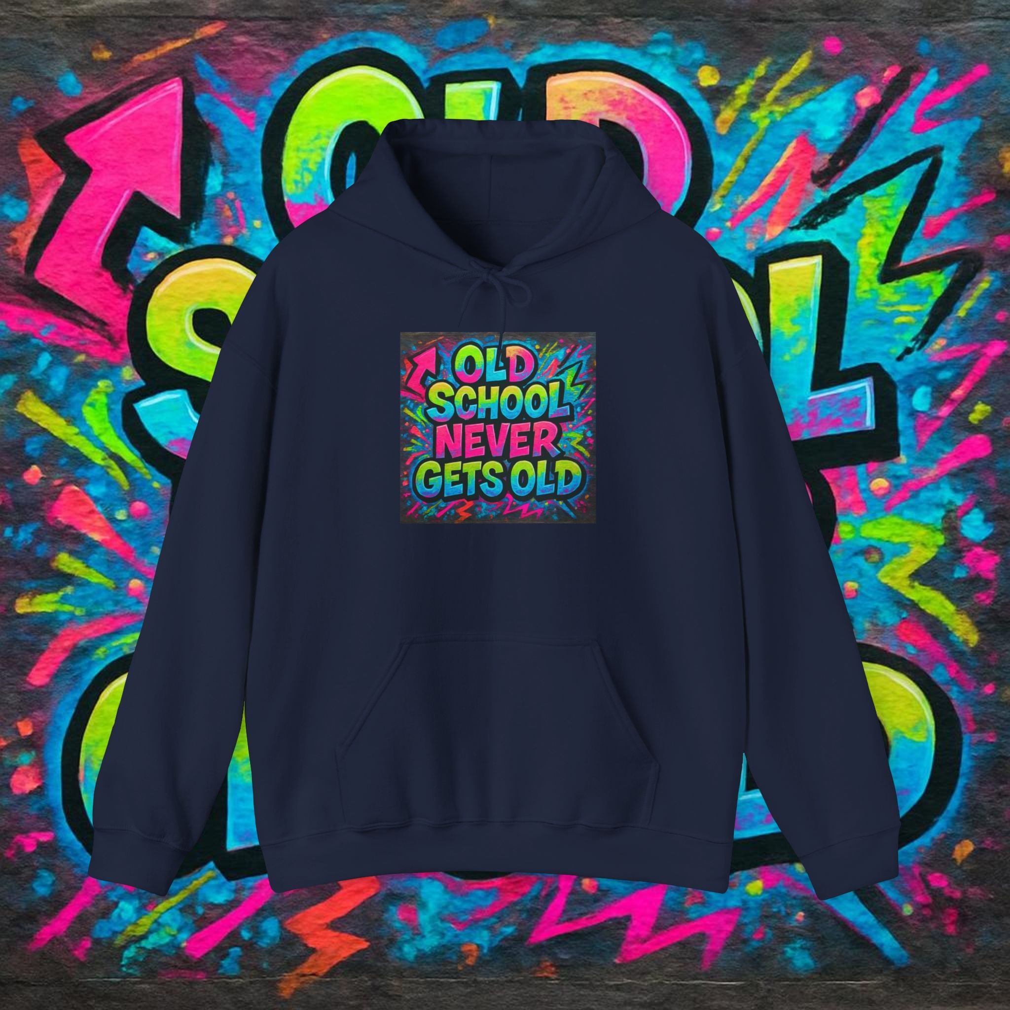 Old School Never Gets Old Hoodie - Retro Graffiti 90s Nostalgia Sweatshirt