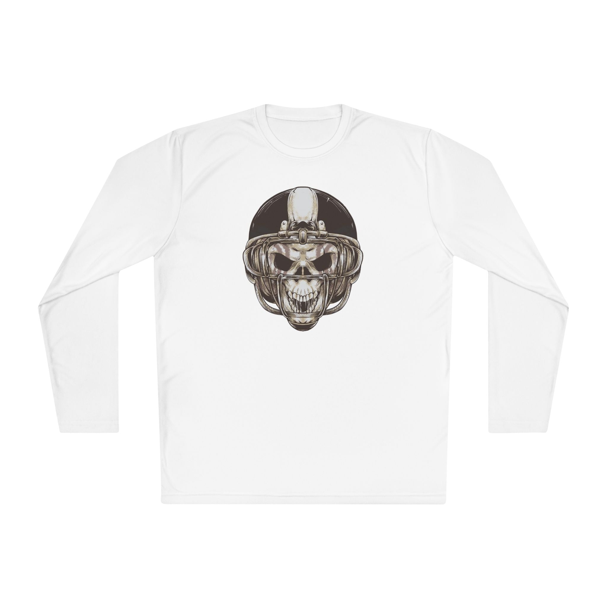 Skull Helmet Long Sleeve Tee — Biker Skull Graphic Shirt