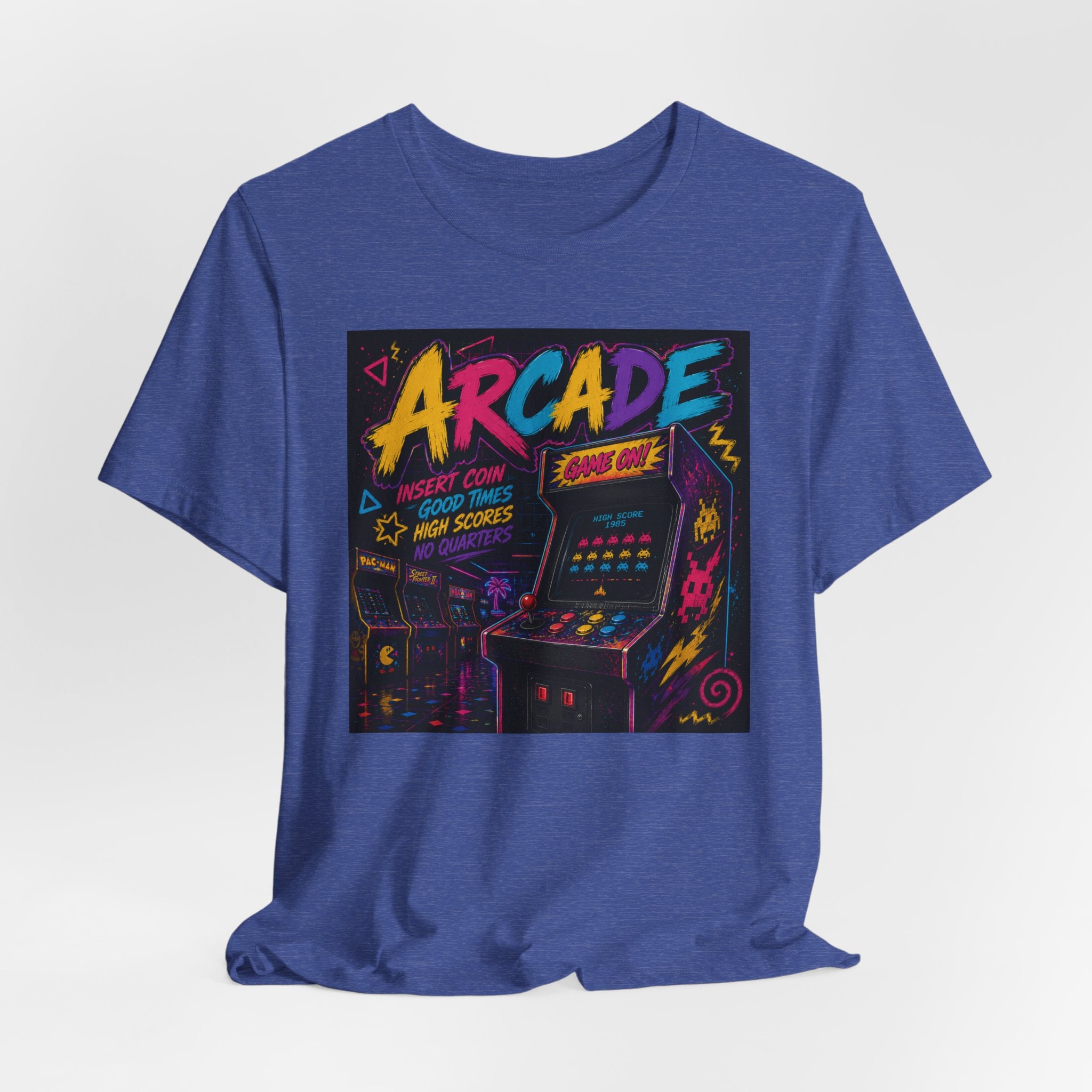 Arcade Retro Tee — Neon Game Room Graphic Shirt