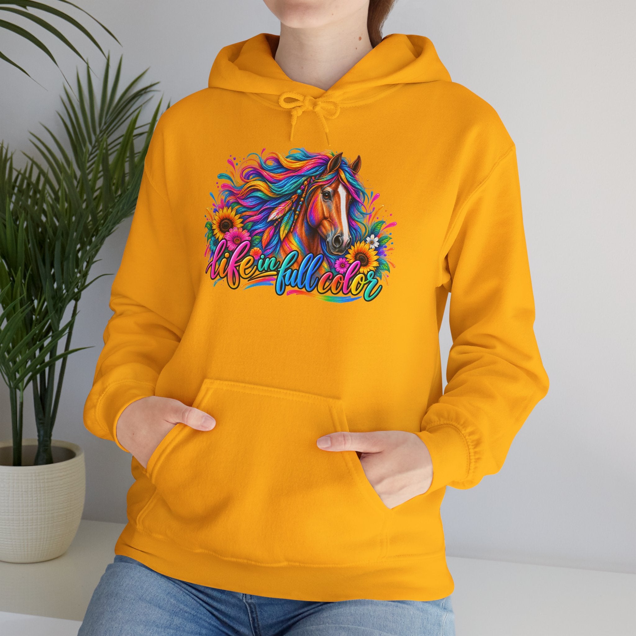 Colorful Horse Hoodie - "Wonderful Color" Rainbow Stallion Pullover
