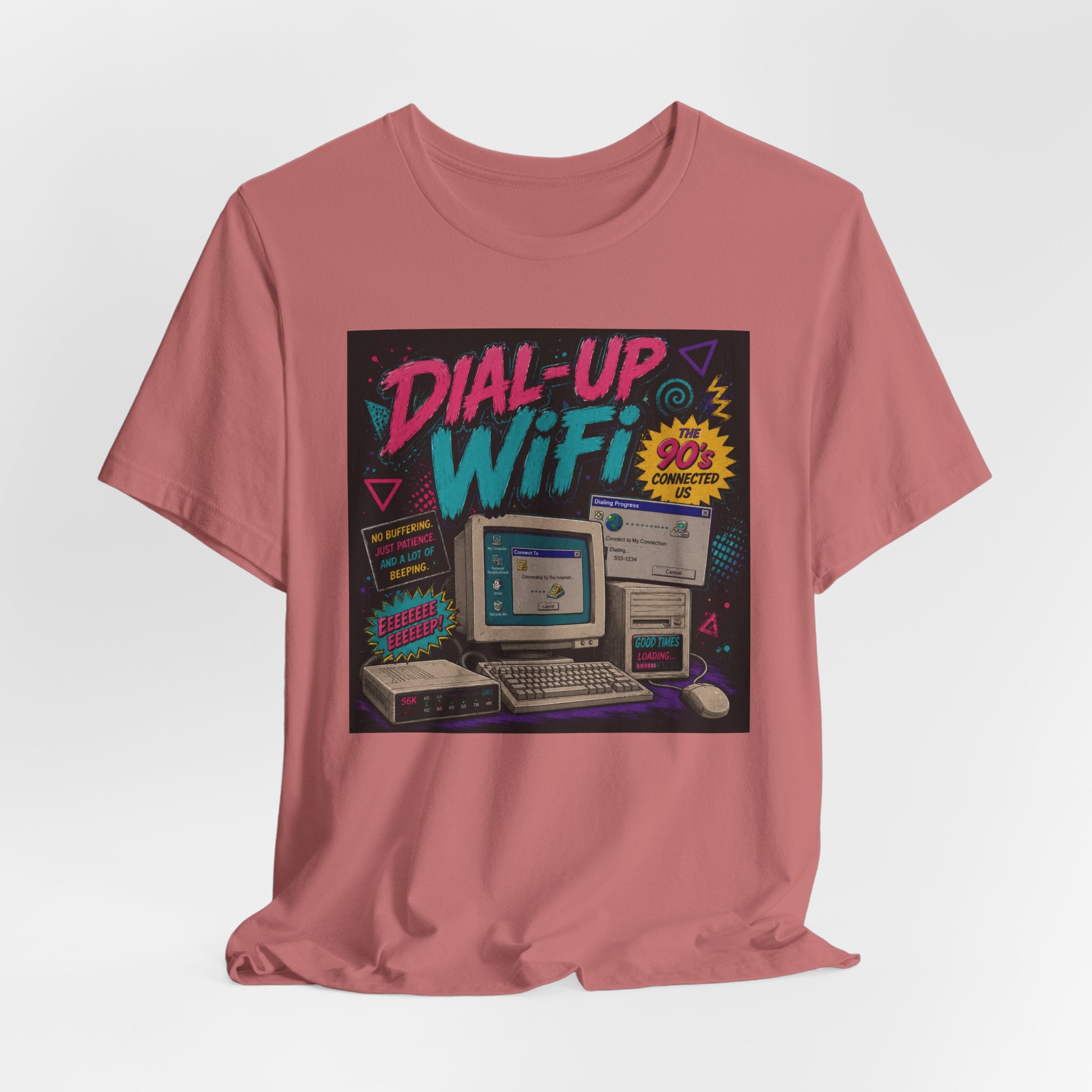 Retro Tech T‑Shirt — "Dial‑Up WiFi" 90s Computer Vintage Graphic Tee