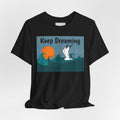 Keep Dreaming Seagull T-Shirt — Sunset Ocean Waves Graphic Tee