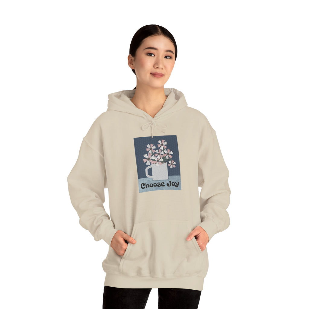 Hoodie – “Choose Joy” Floral Mug Graphic Cozy Sweatshirt