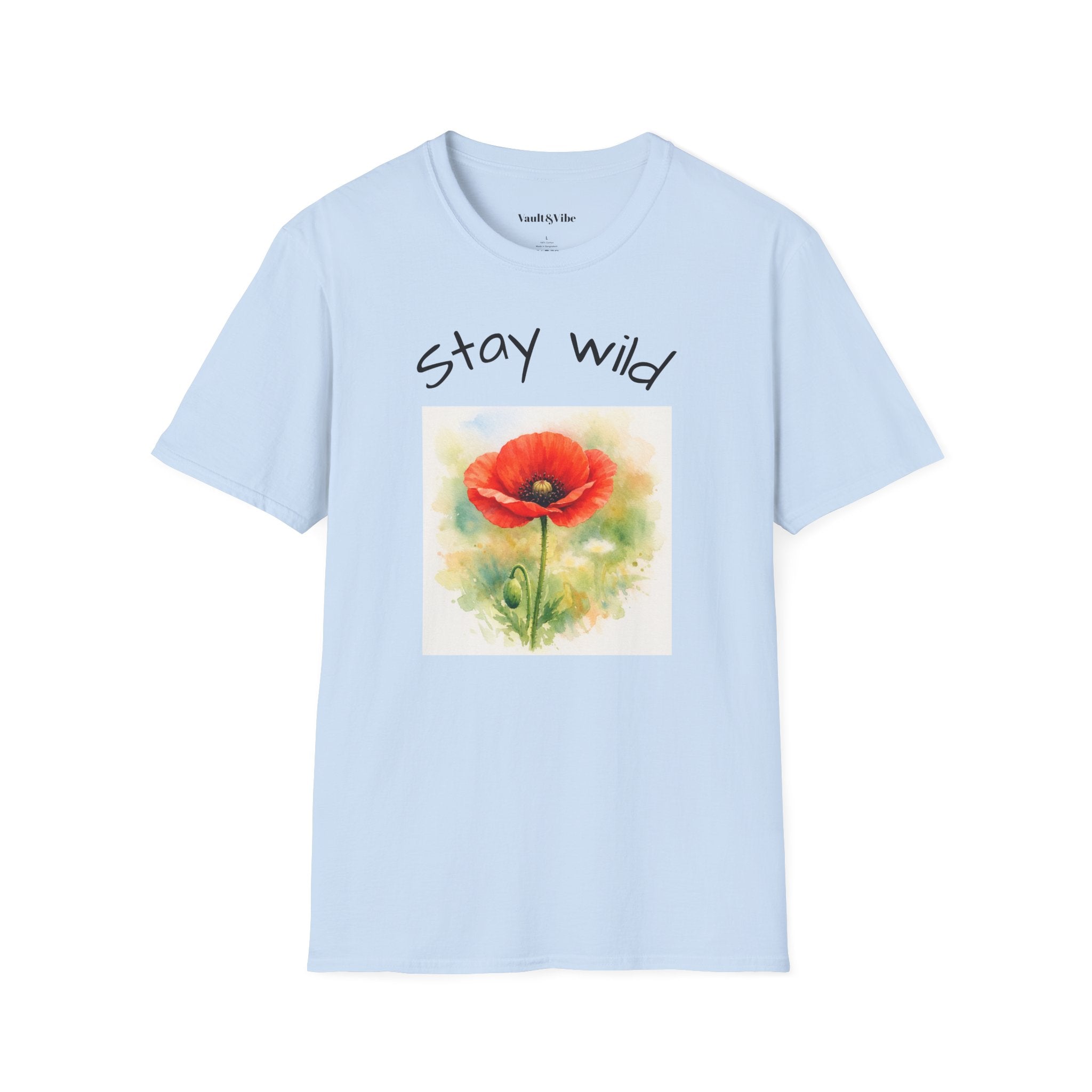 T-Shirt — "Stay Wild" Watercolor Poppy Graphic