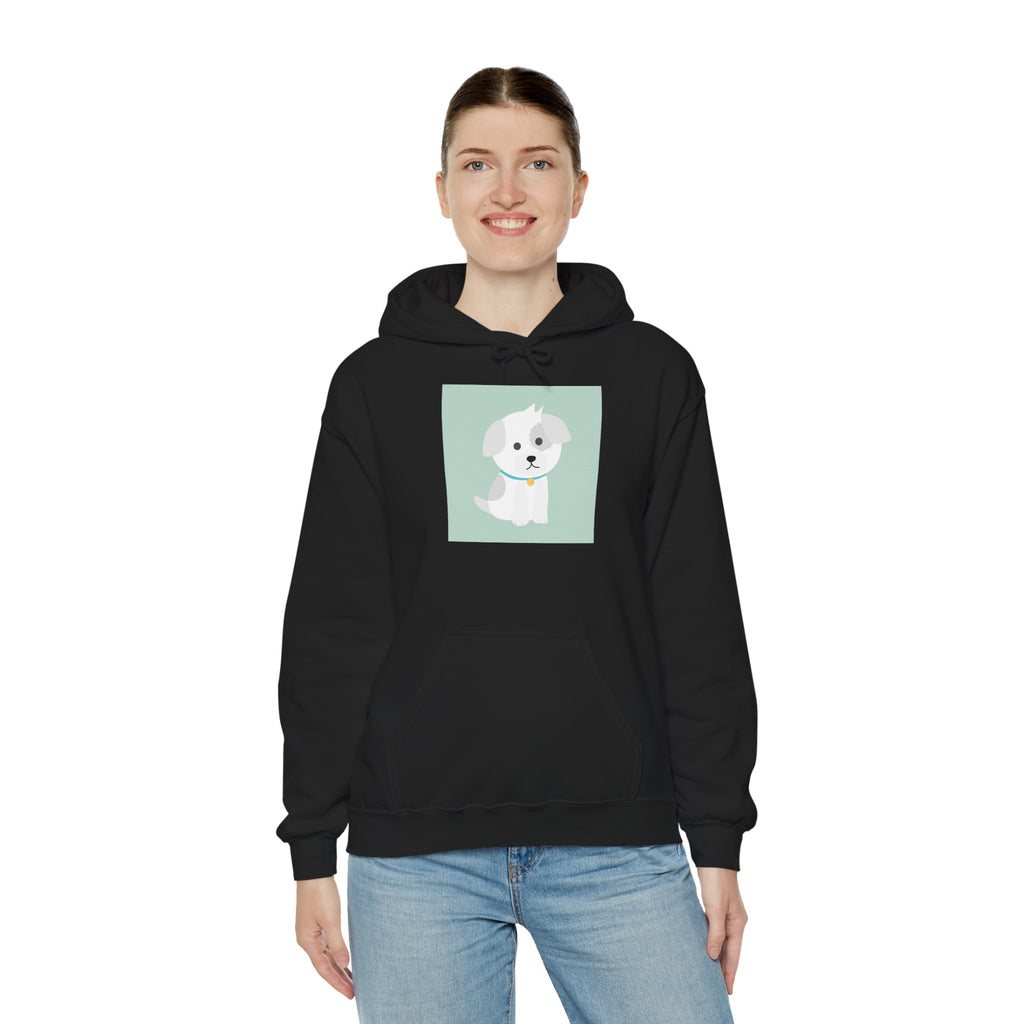 Cute White Puppy Hoodie – Cute Dog Cartoon Sweatshirt for Pet Lovers
