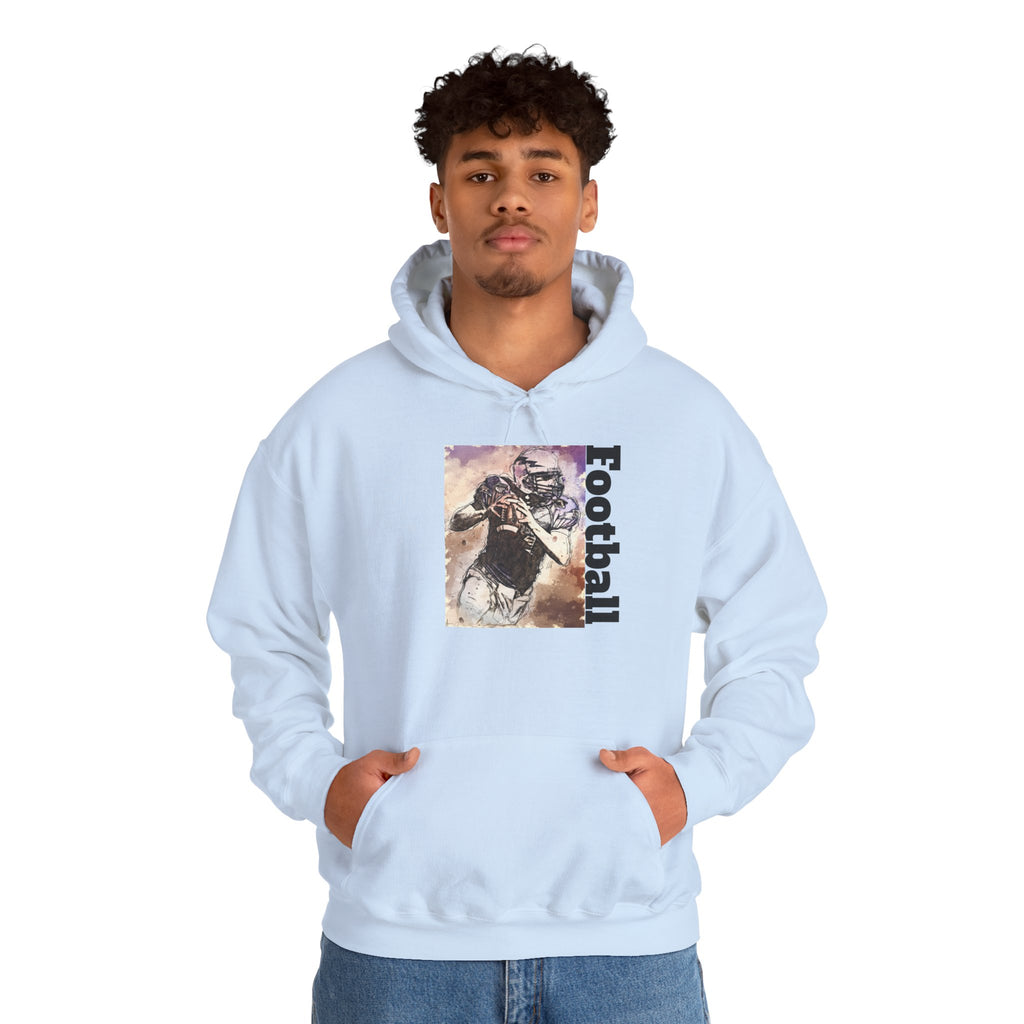 Football Player Graphic Hoodie - Vintage Grunge Sports Pullover