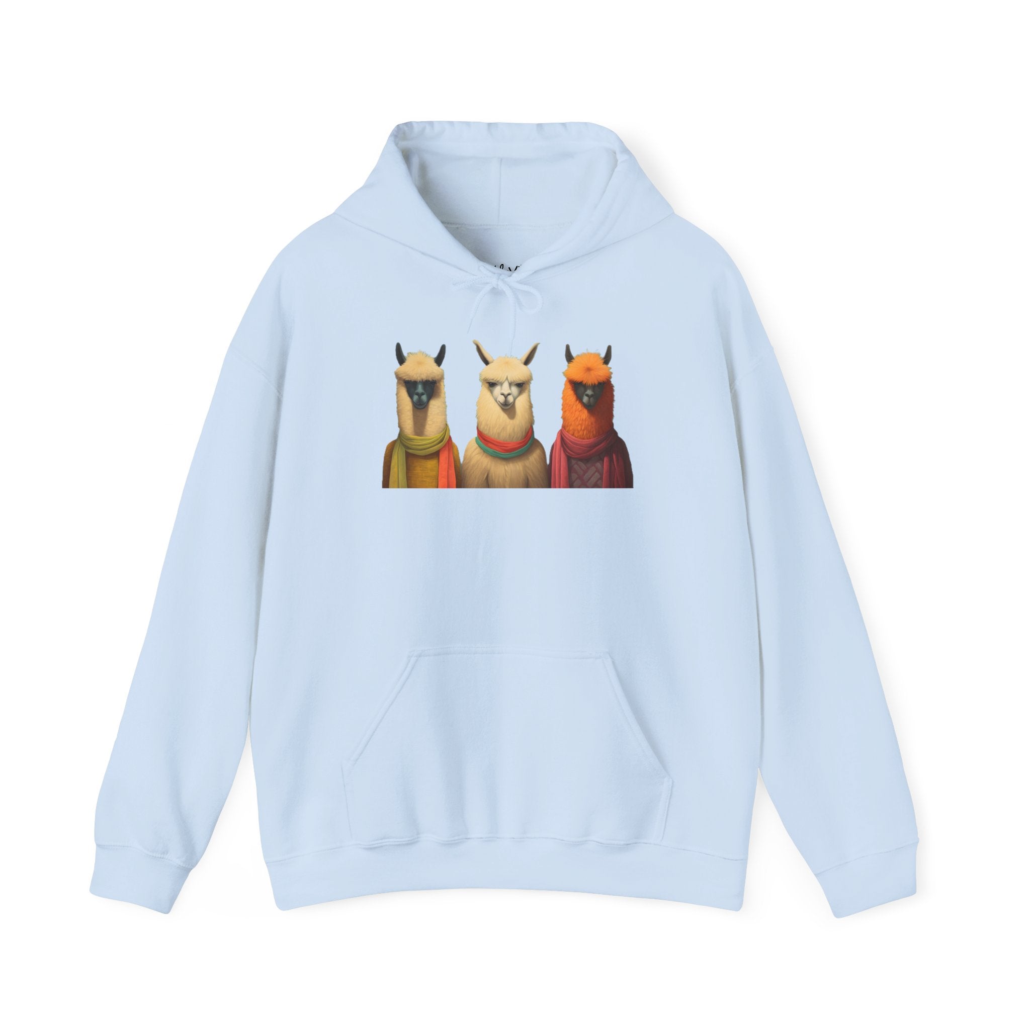 Llama Trio Hoodie — Cute Colorful Alpaca Portrait Pullover