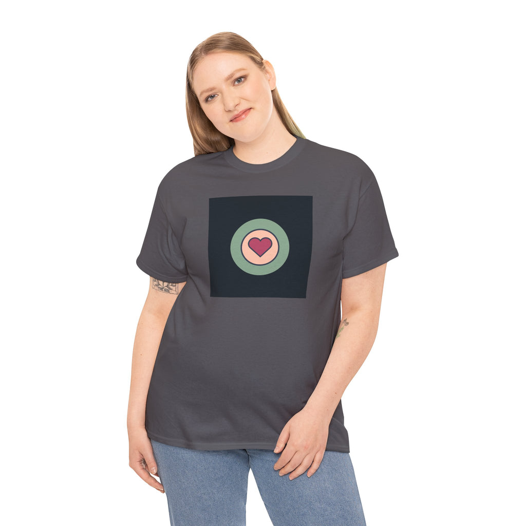 Retro Target Heart T‑Shirt — Minimalist Love Graphic Tee