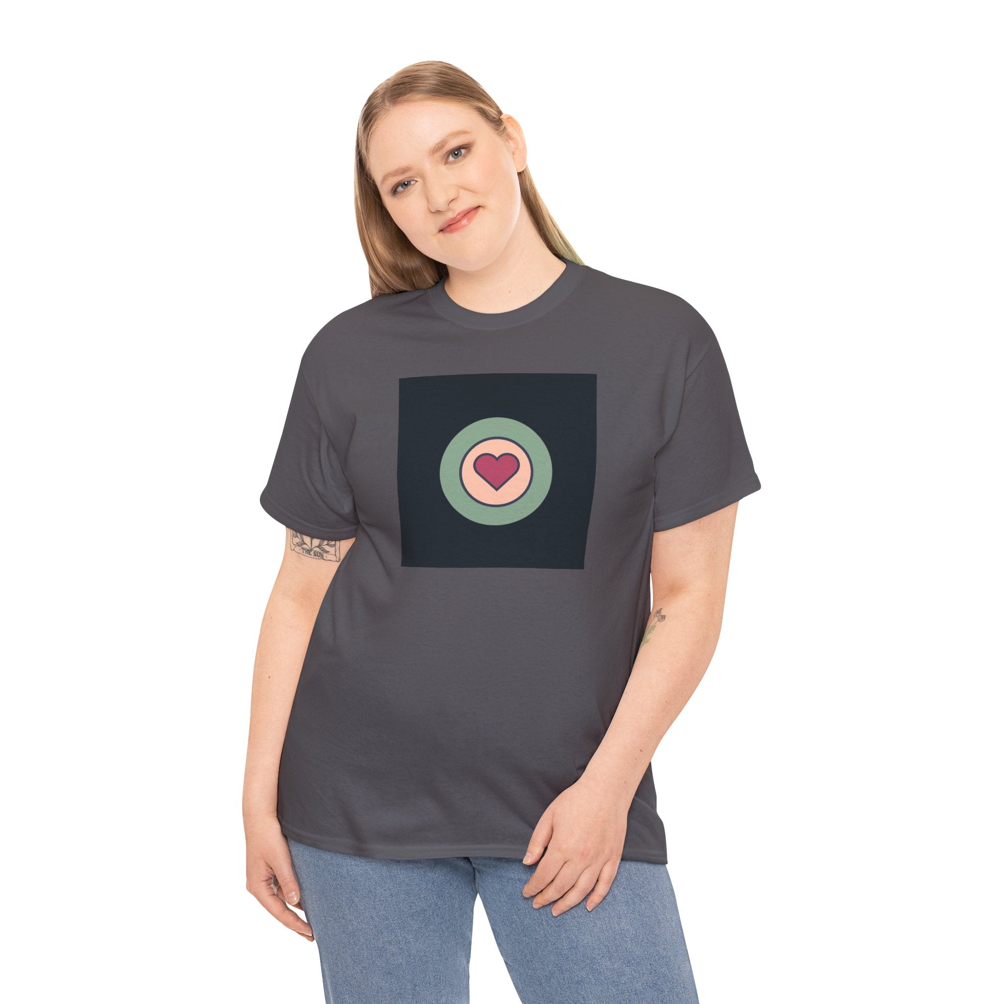 Retro Target Heart T‑Shirt — Minimalist Love Graphic Tee