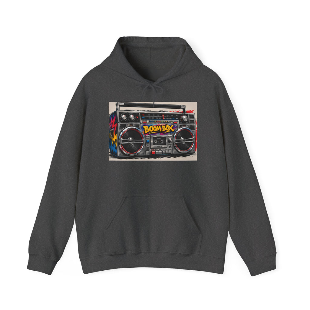 Boom Box Hoodie — Retro Boombox Graphic Pullover