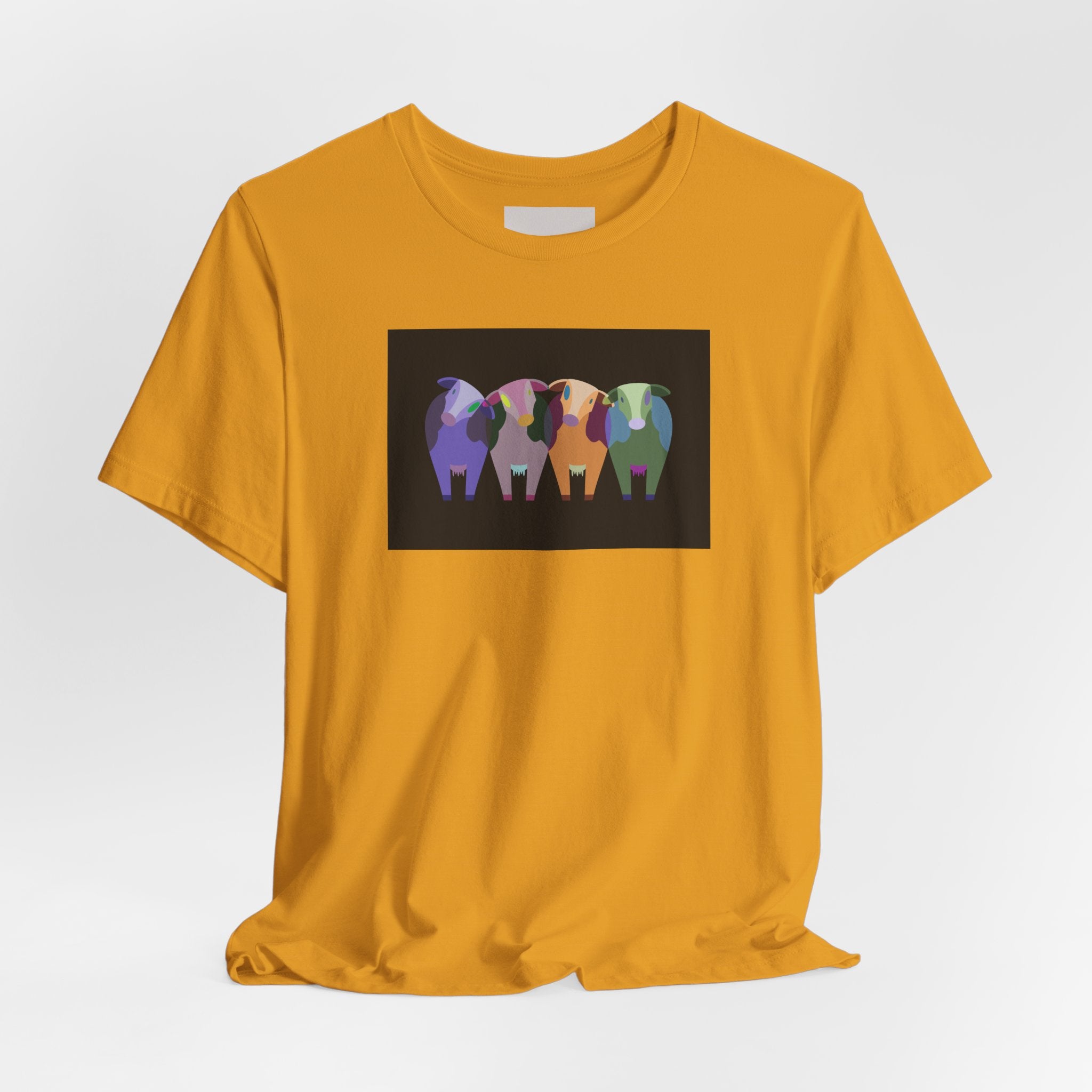 Colorful Buffalo Herd Tee — Geometric Bison Art T-Shirt