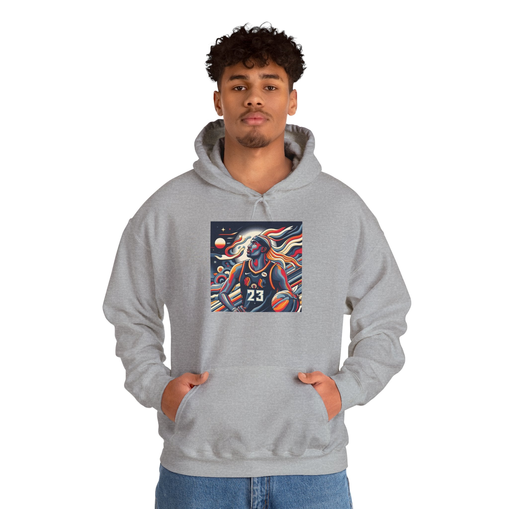 Basketball Player Art Hoodie - Retro 23 Cosmic Court Graphic Sweatshirt