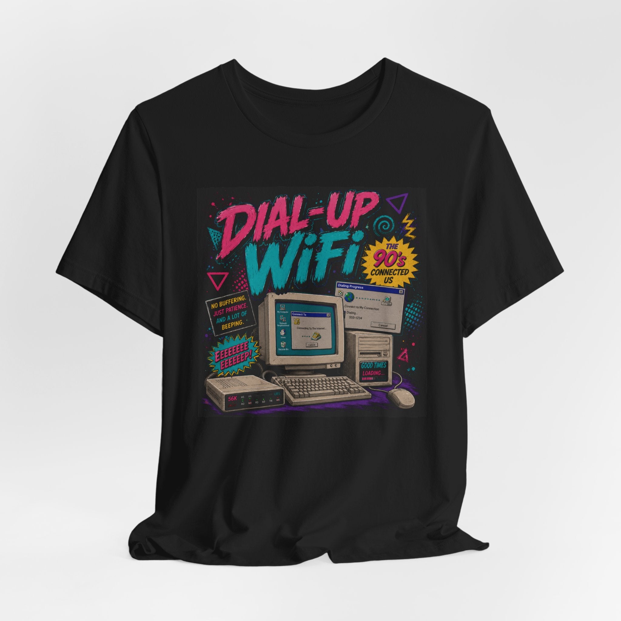 Retro Tech T‑Shirt — "Dial‑Up WiFi" 90s Computer Vintage Graphic Tee