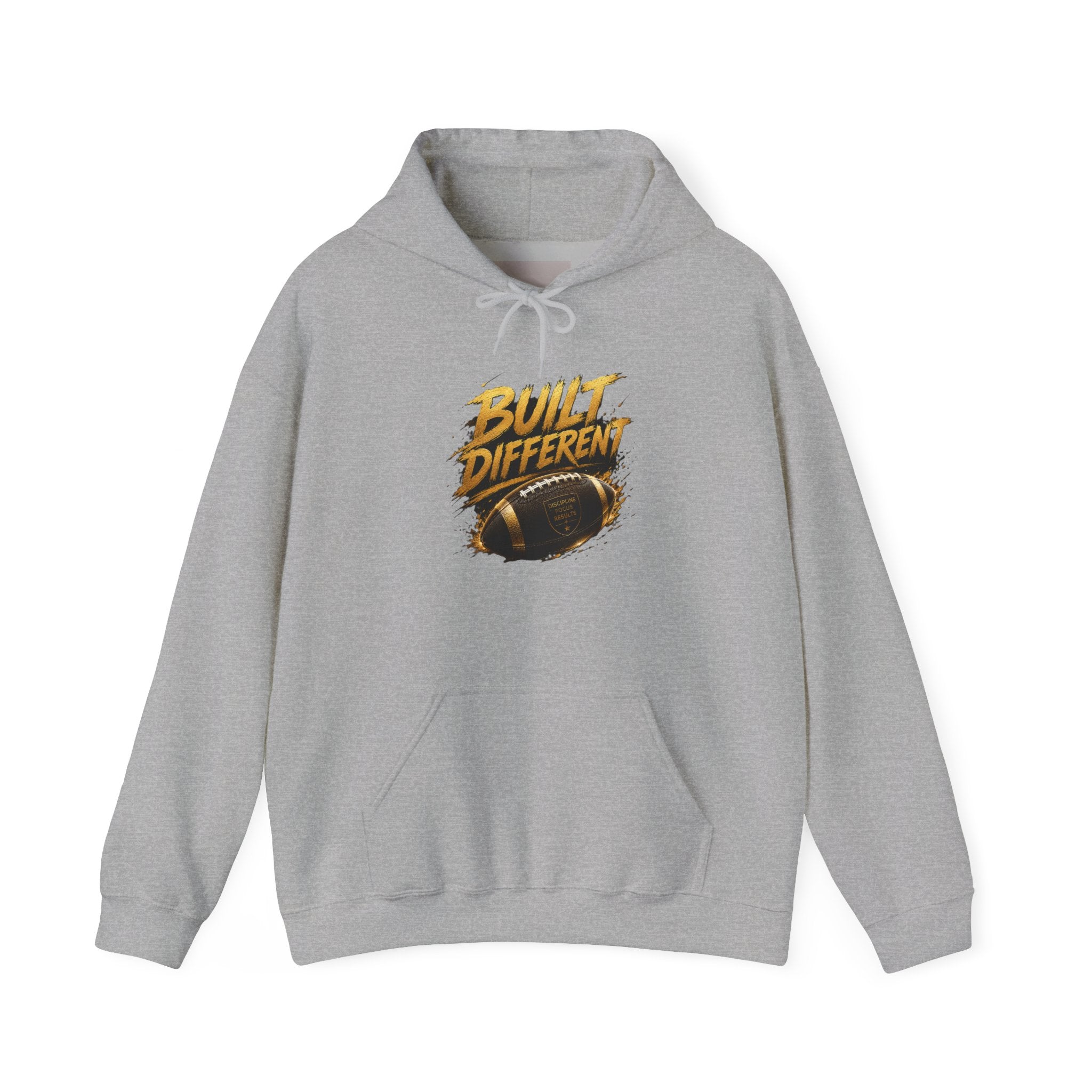 Built Different Hoodie — Bold Gold Graphic Pullover
