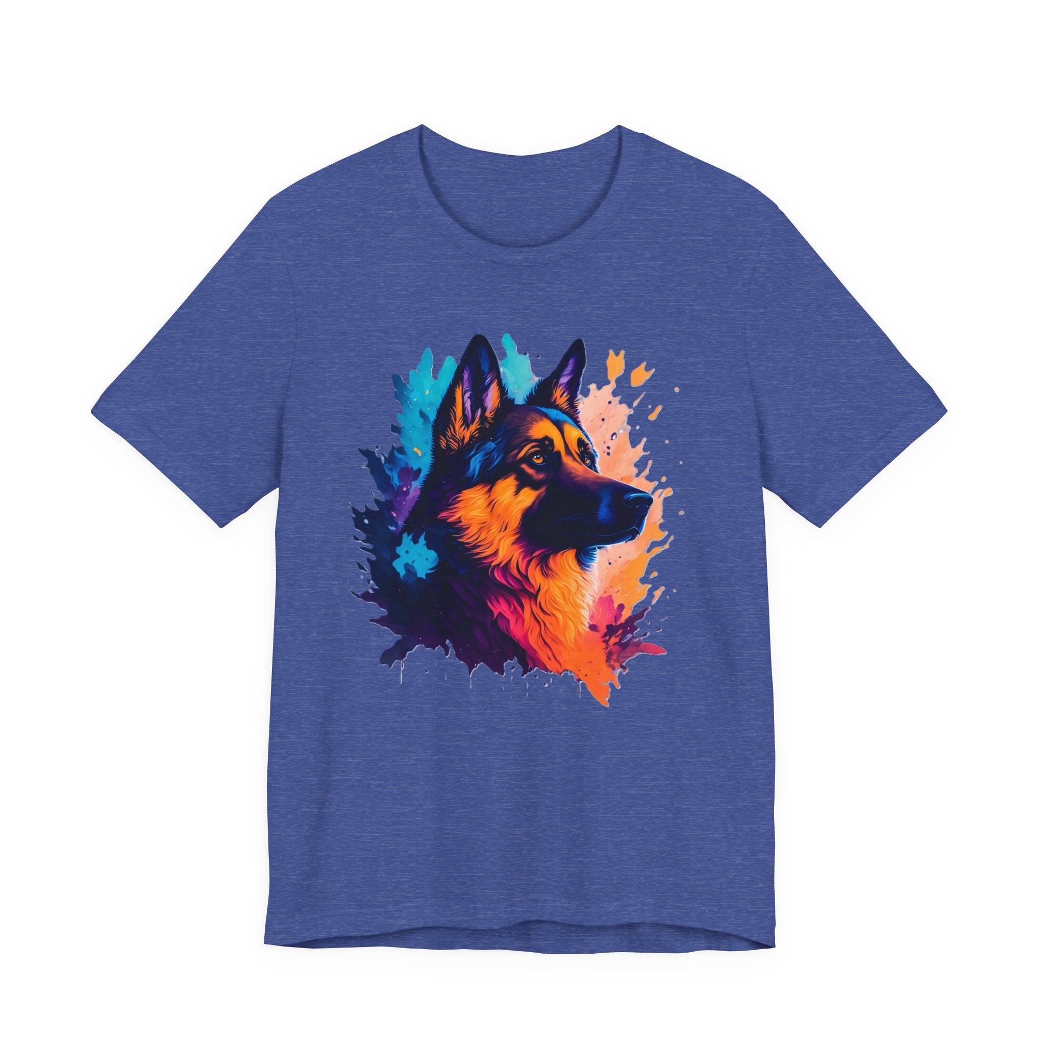 German Shepherd Splash Art Tee - Colorful Dog Portrait T-Shirt