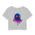 Cute Drip Ghost Crop Tee – Neon Galaxy Ghost Graphic Women's Baby Tee