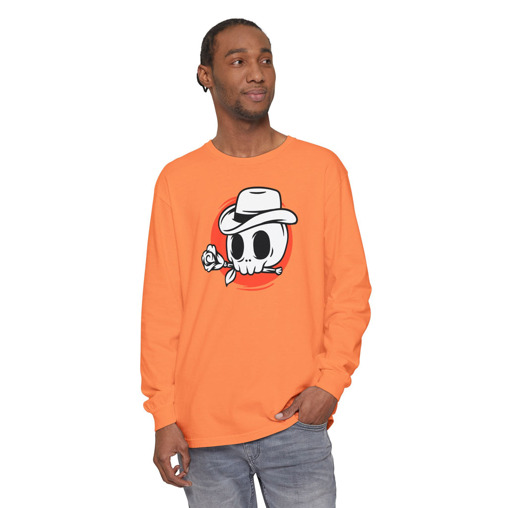 Skull Cowboy Long Sleeve Tee – Retro Rose Graphic
