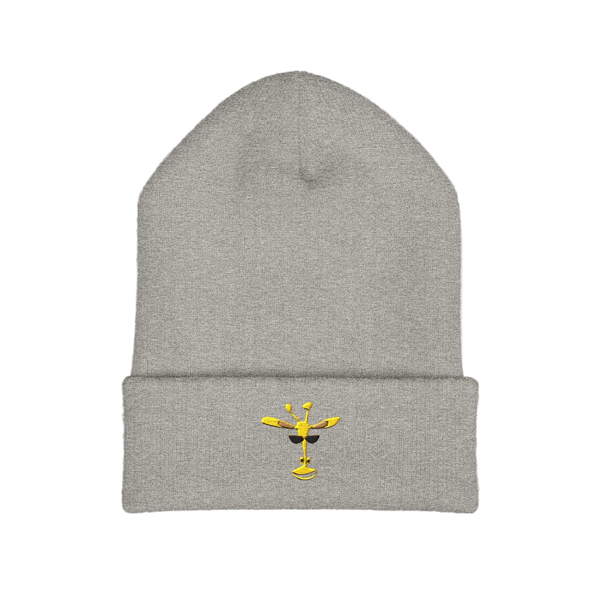 Embroidered Yellow Giraffe Cuffed Beanie