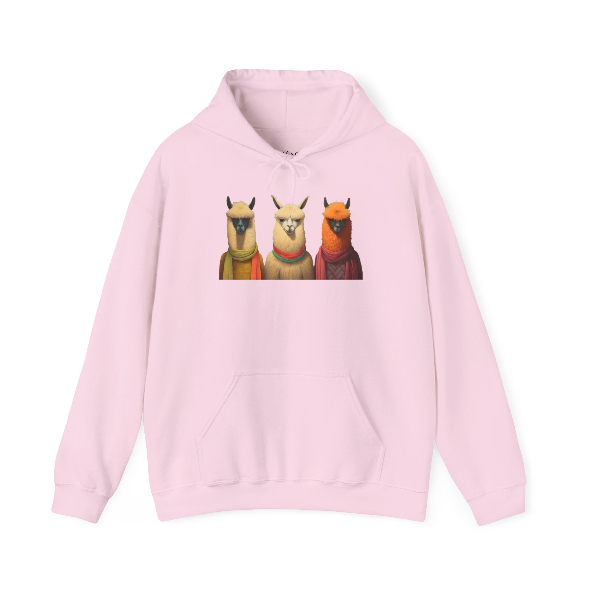 Llama Trio Hoodie — Cute Colorful Alpaca Portrait Pullover