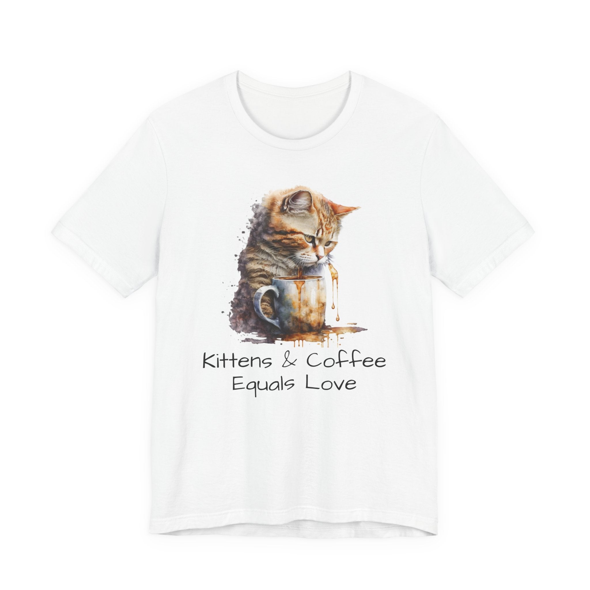 Cat & Coffee T-Shirt — "Kittens & Coffee Equals Love" Cute Cat Graphic Tee