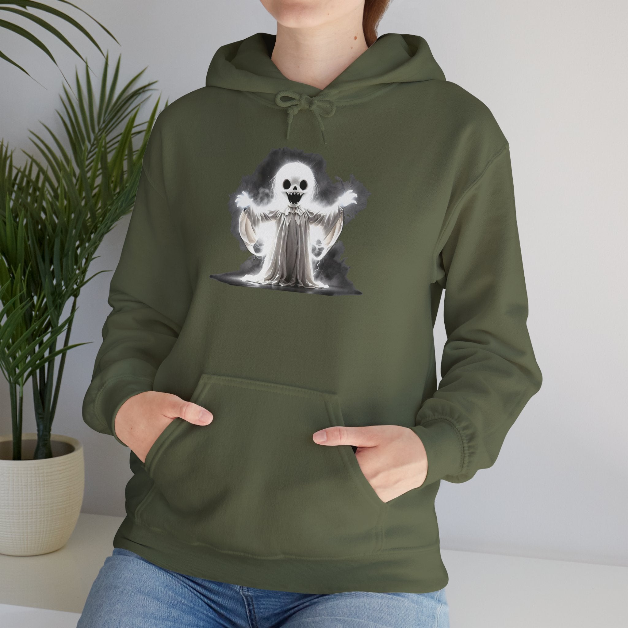 Ghostly Reaper Hoodie – Spooky Skeleton Spirit Graphic Hooded Sweatshirt