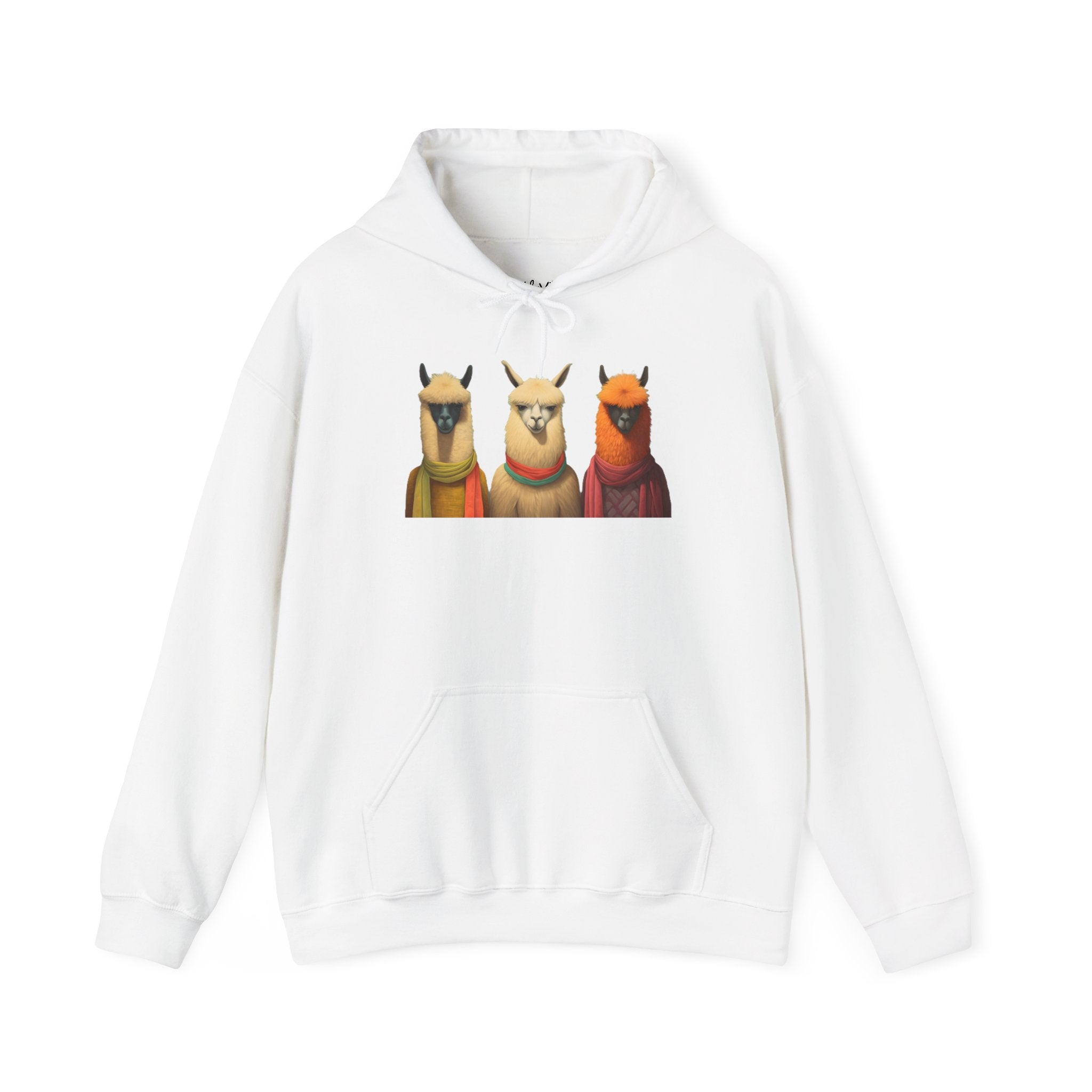 Llama Trio Hoodie — Cute Colorful Alpaca Portrait Pullover