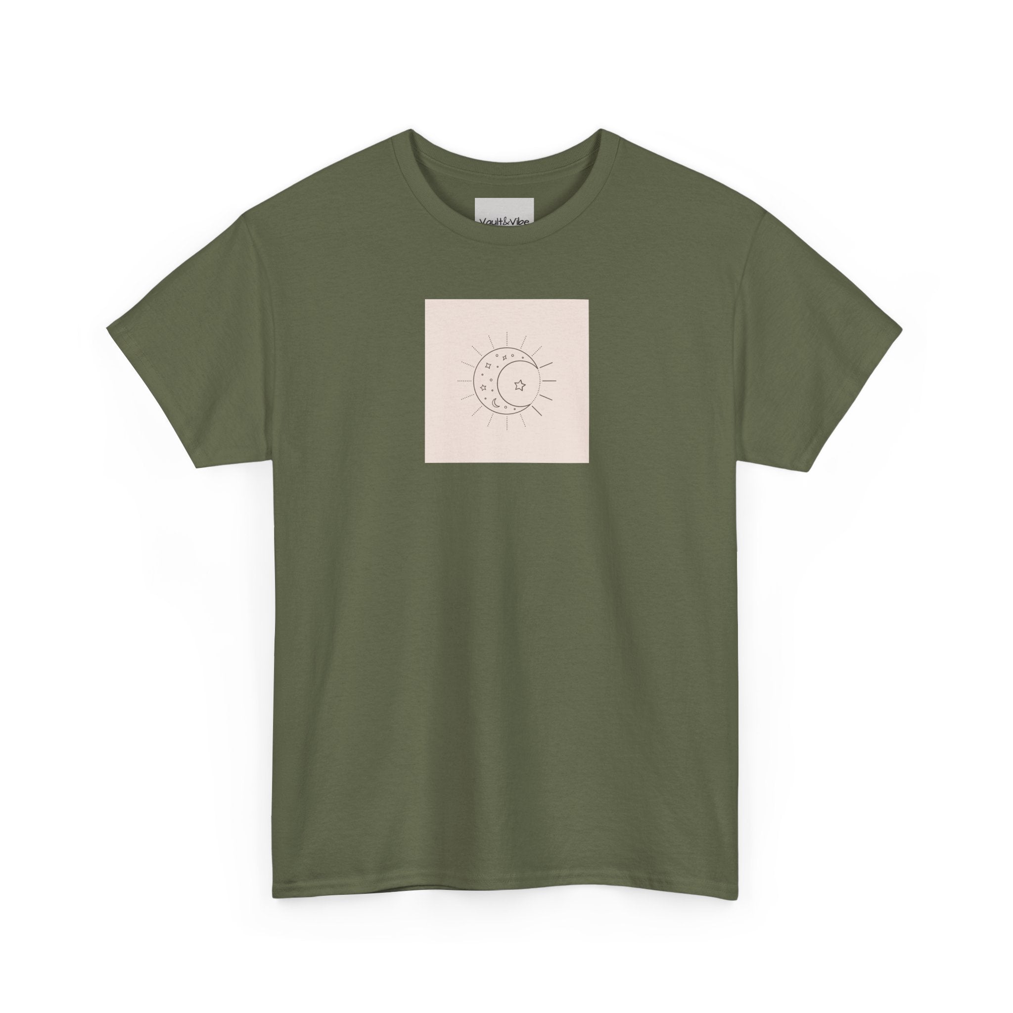 Sun & Moon Minimalist Tee — Celestial Line Art T-Shirt