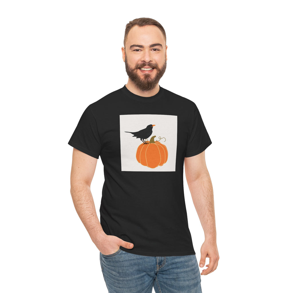 Pumpkin & Crow Tee — Autumn Halloween Graphic T-Shirt