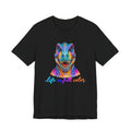 Colorful Raptor Tee – "Life in Full Color" Dinosaur Graphic Shirt