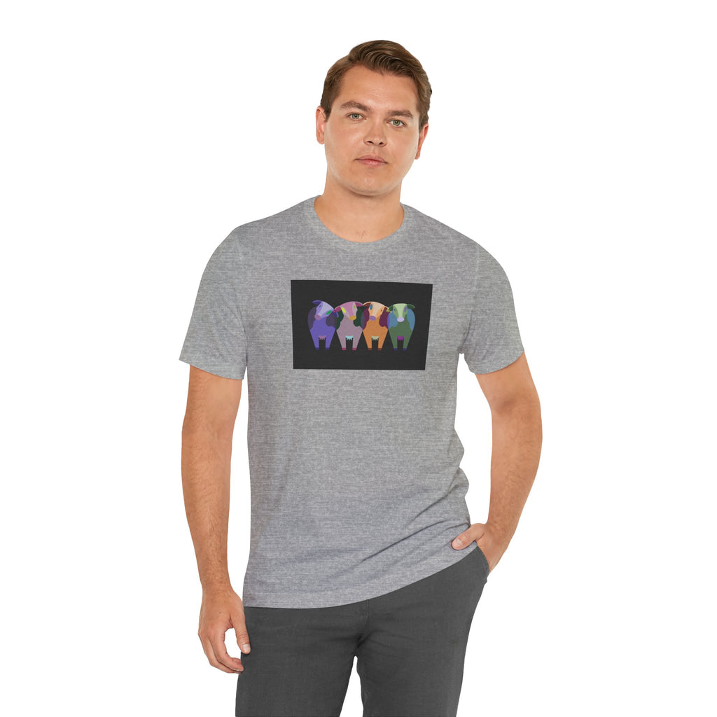 Colorful Buffalo Herd Tee — Geometric Bison Art T-Shirt