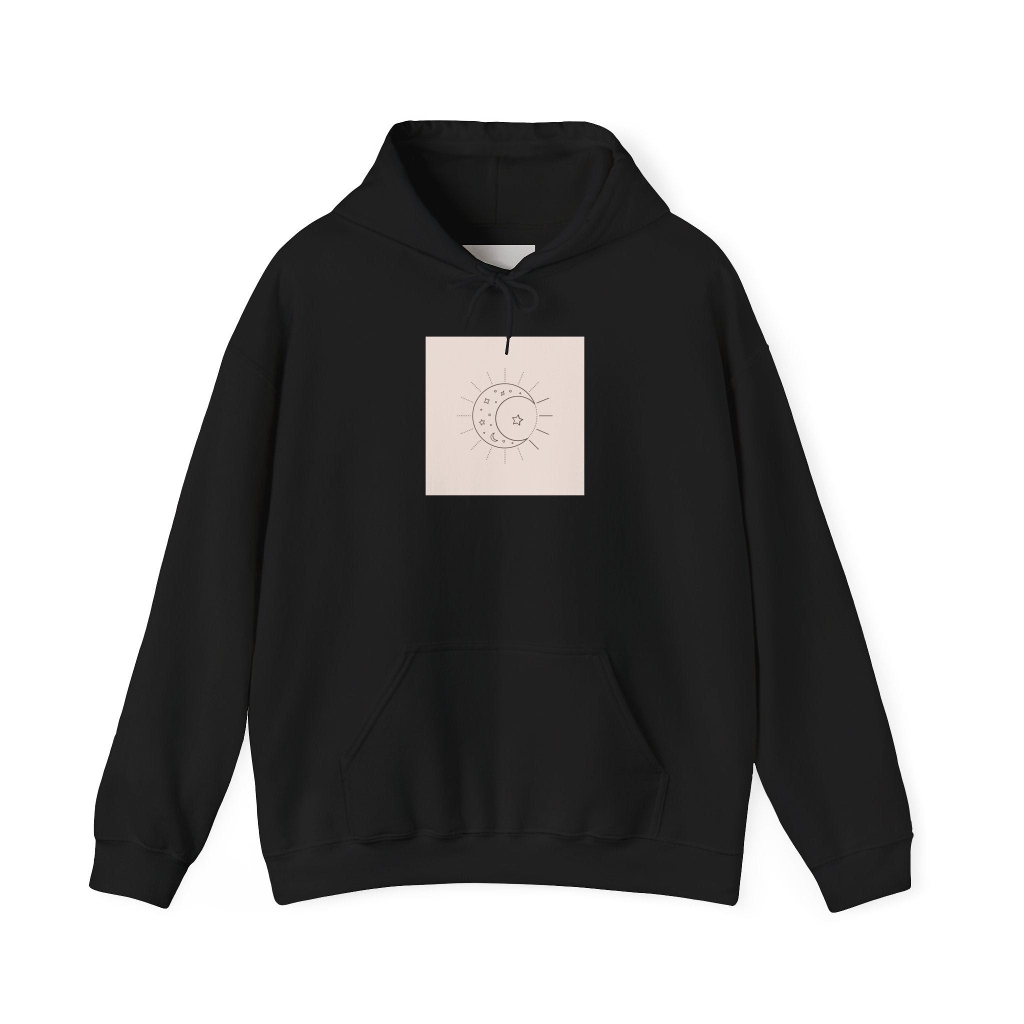 Celestial Moon & Sun Hoodie — Minimal Boho Spiritual Graphic Sweatshirt