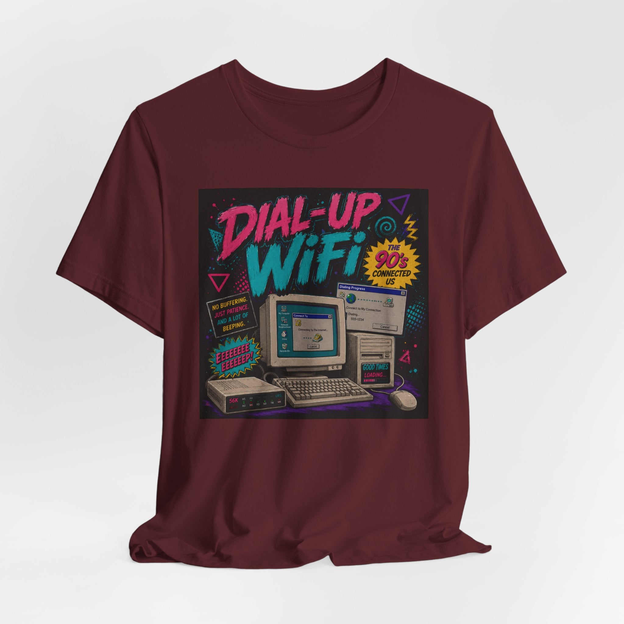 Retro Tech T‑Shirt — "Dial‑Up WiFi" 90s Computer Vintage Graphic Tee