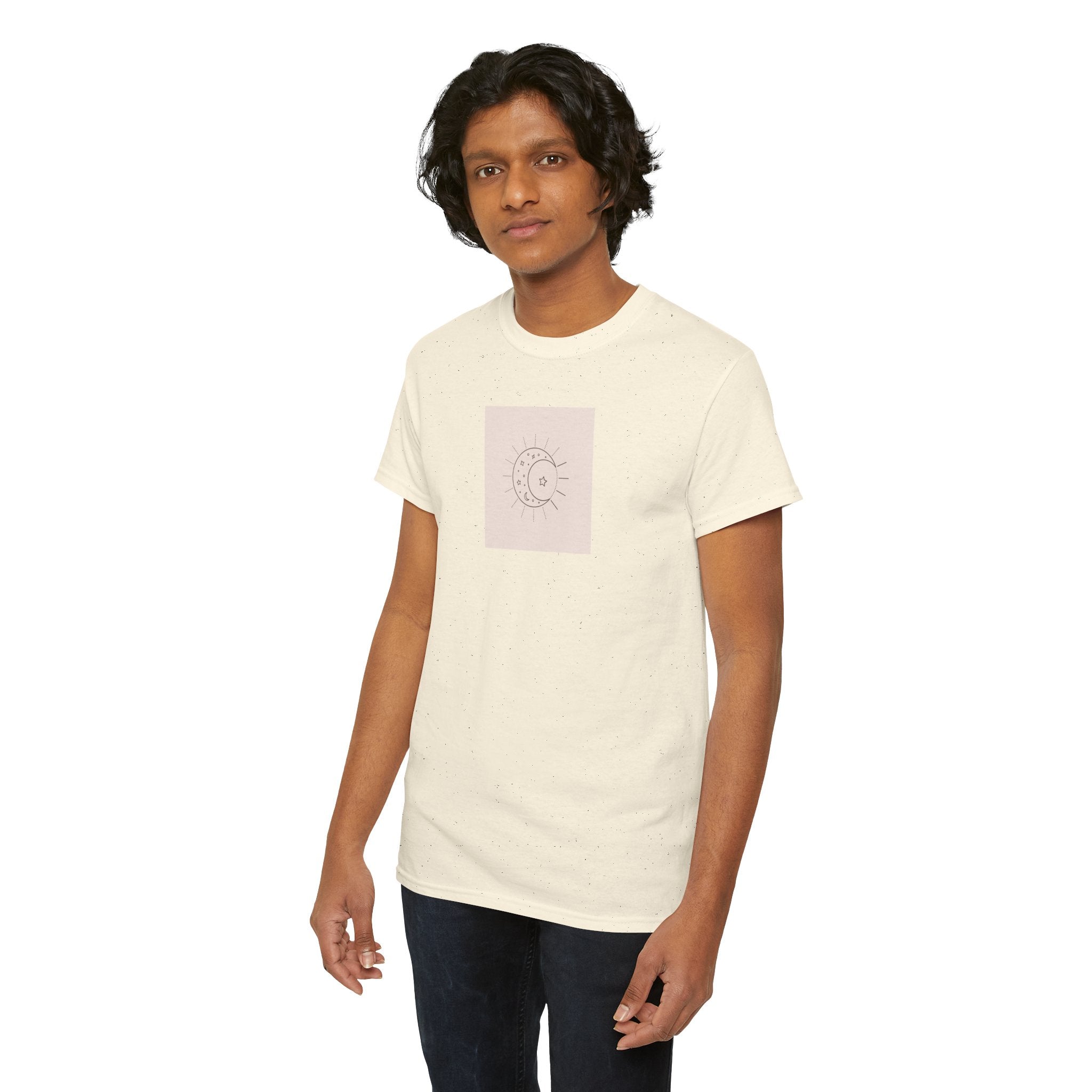 Sun & Moon Minimalist Tee — Celestial Line Art T-Shirt