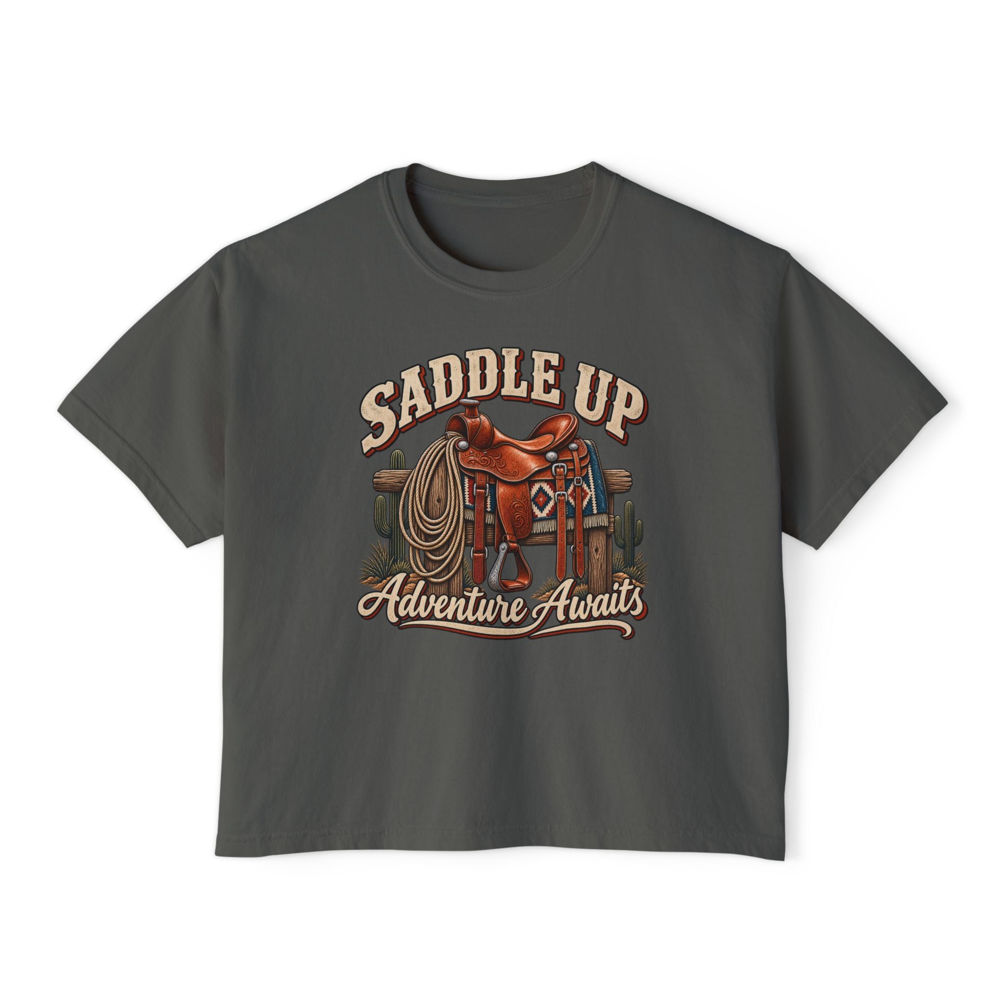 Saddle Up Adventure Awaits Women’s Boxy Tee