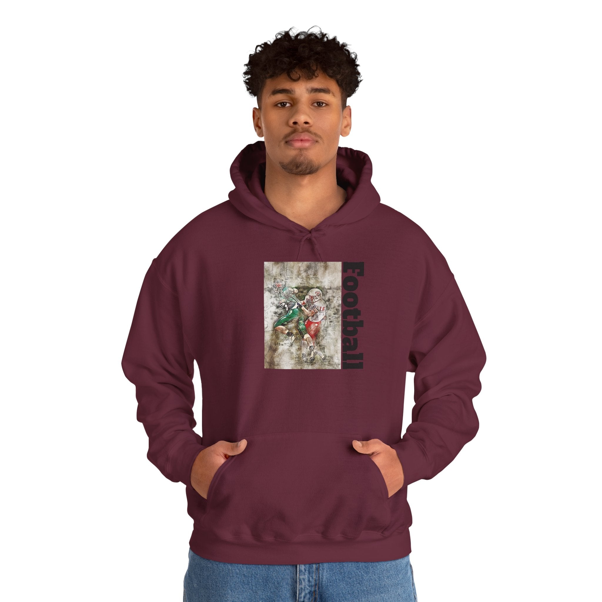Football Vintage Player Hoodie — Retro Grunge Football Design