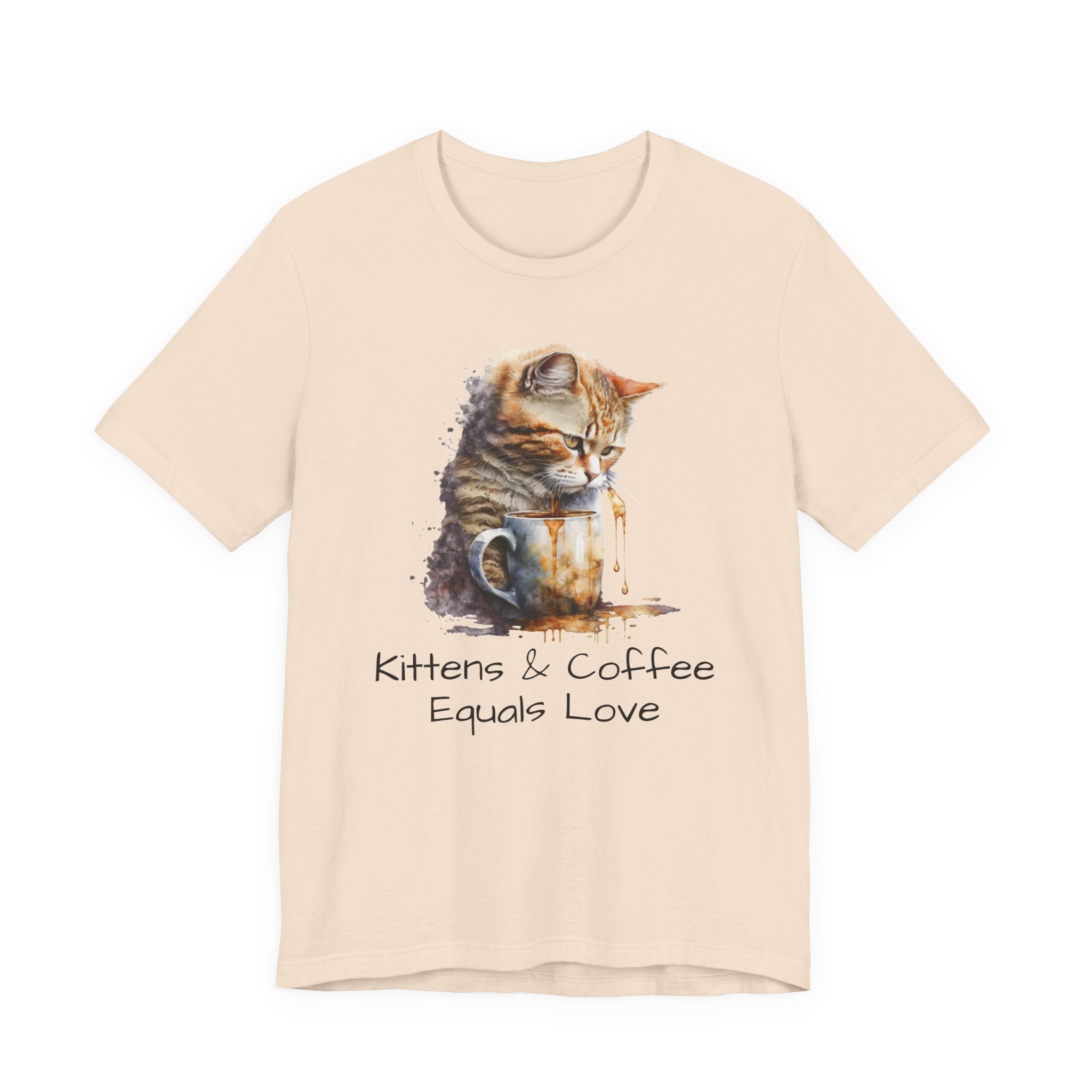 Cat & Coffee T-Shirt — "Kittens & Coffee Equals Love" Cute Cat Graphic Tee